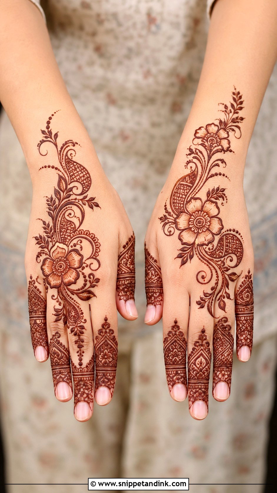 Indo Arabic Back Hand Mehndi Design - Snippet and Ink - 35 Back Hand Mehndi Designs