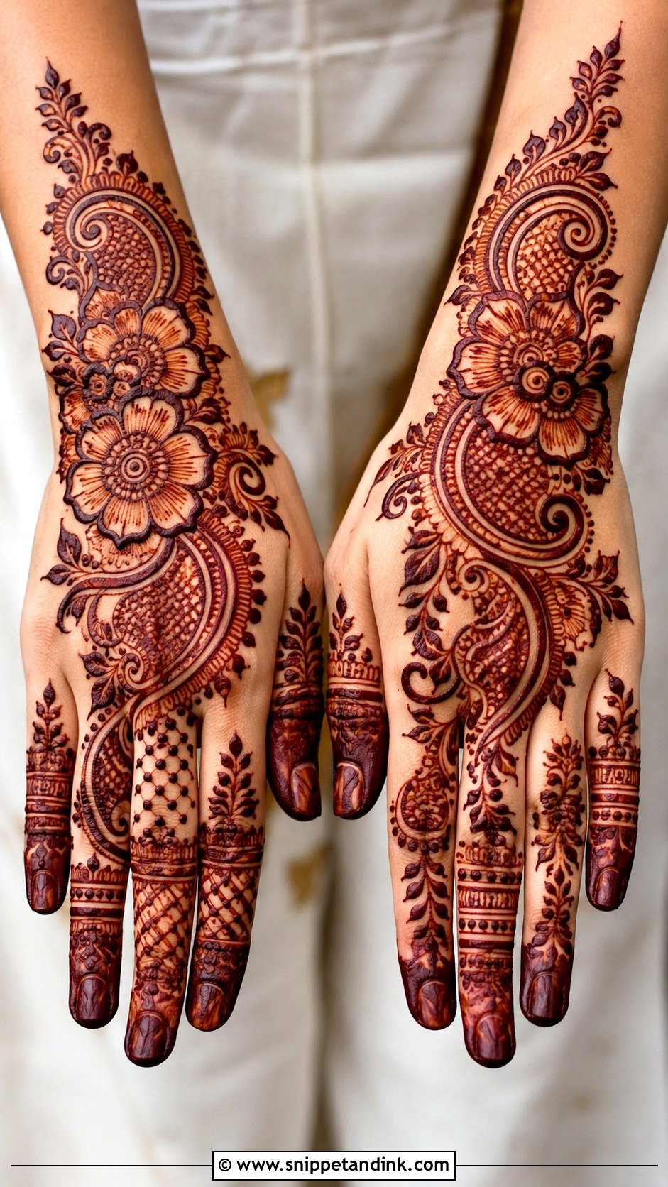 Indo Arabic Back Hand Mehndi Design - Snippet and Ink - 30 Aesthetic Back Hand Mehndi Designs