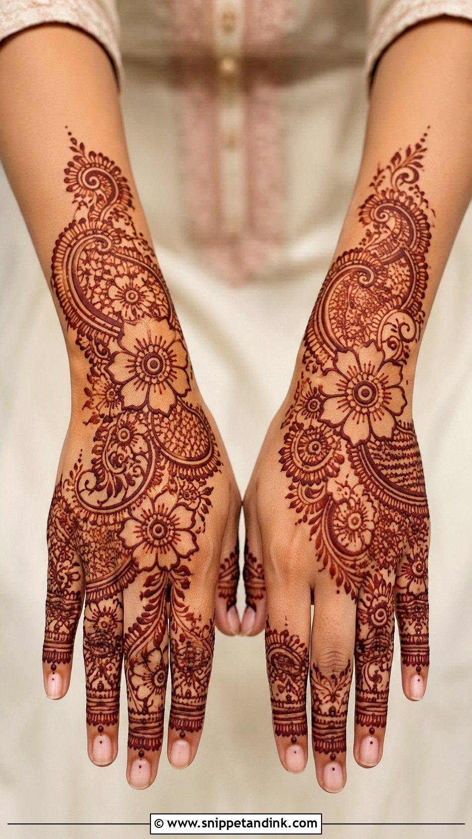 Indo Arabic Backhand Mehndi Design - Snippet and Ink - 35 Latest Backhand Mehndi Designs