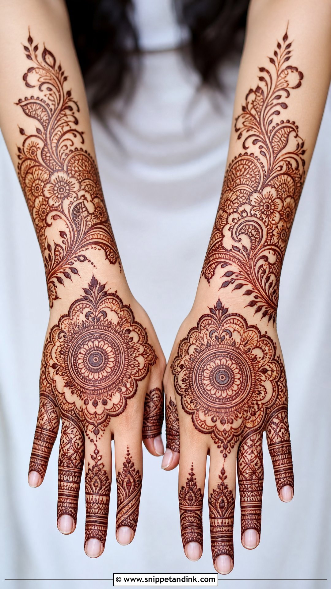 Indo Arabic Bridal Back Full Hand Mehndi Design - Snippet and Ink - 25 New Bridal Back Full Hand Mehndi Designs