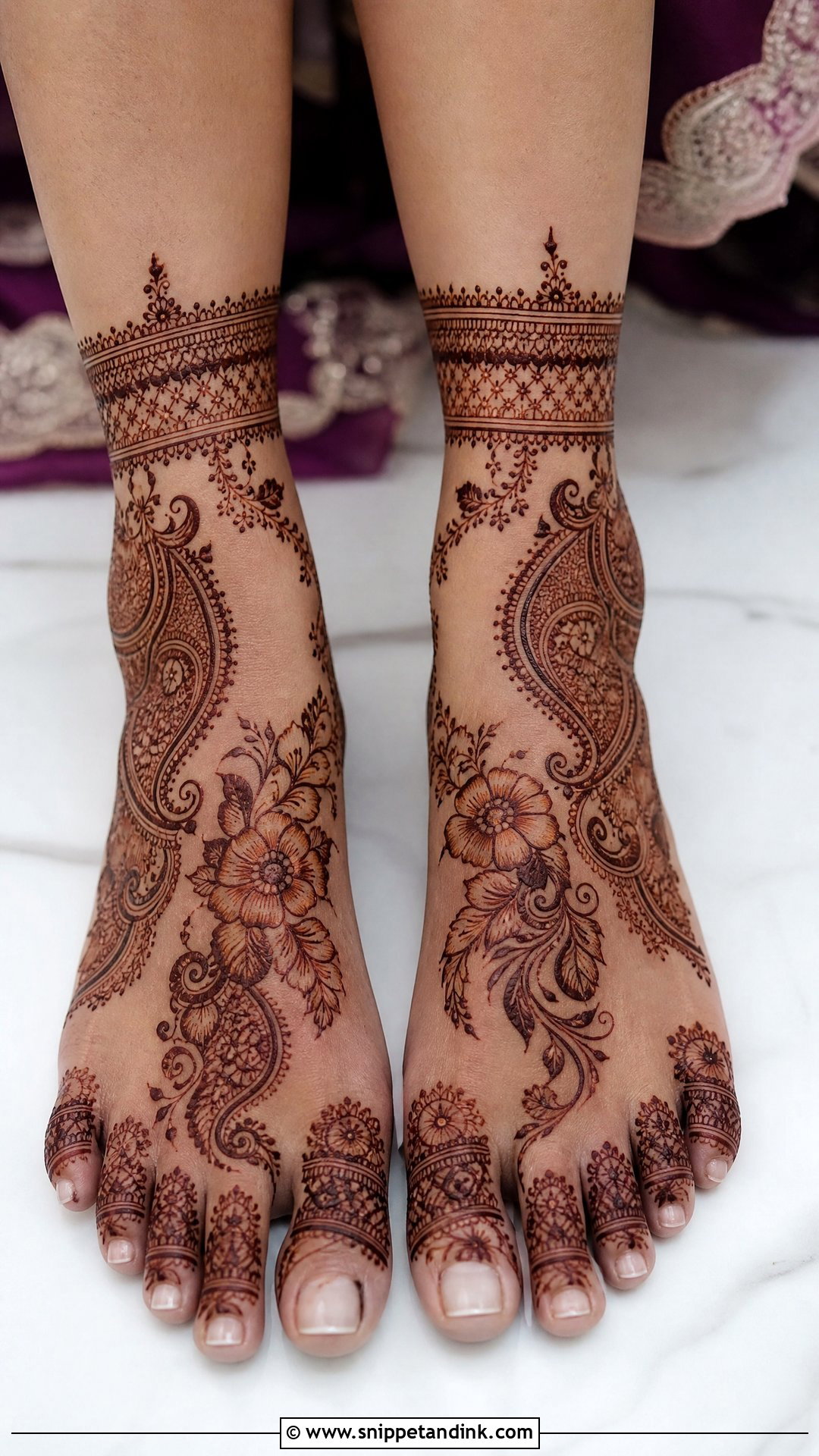Indo Arabic Bridal Foot Mehndi - Snippet and Ink - 20 Simple Indian Bridal Mehndi Leg Mehendi Design Ideas