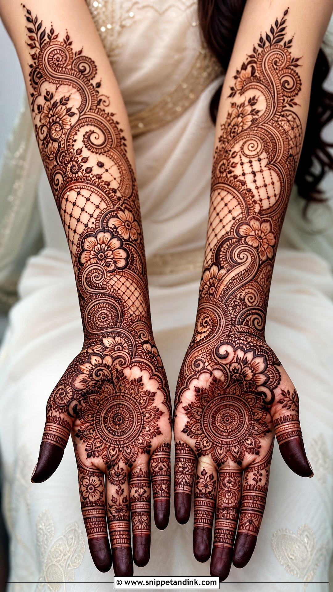 Indo Arabic Bridal Front Hand Mehndi Design - Snippet and Ink - 25 Bridal Front Hand Mehndi Design 2025 Ideas
