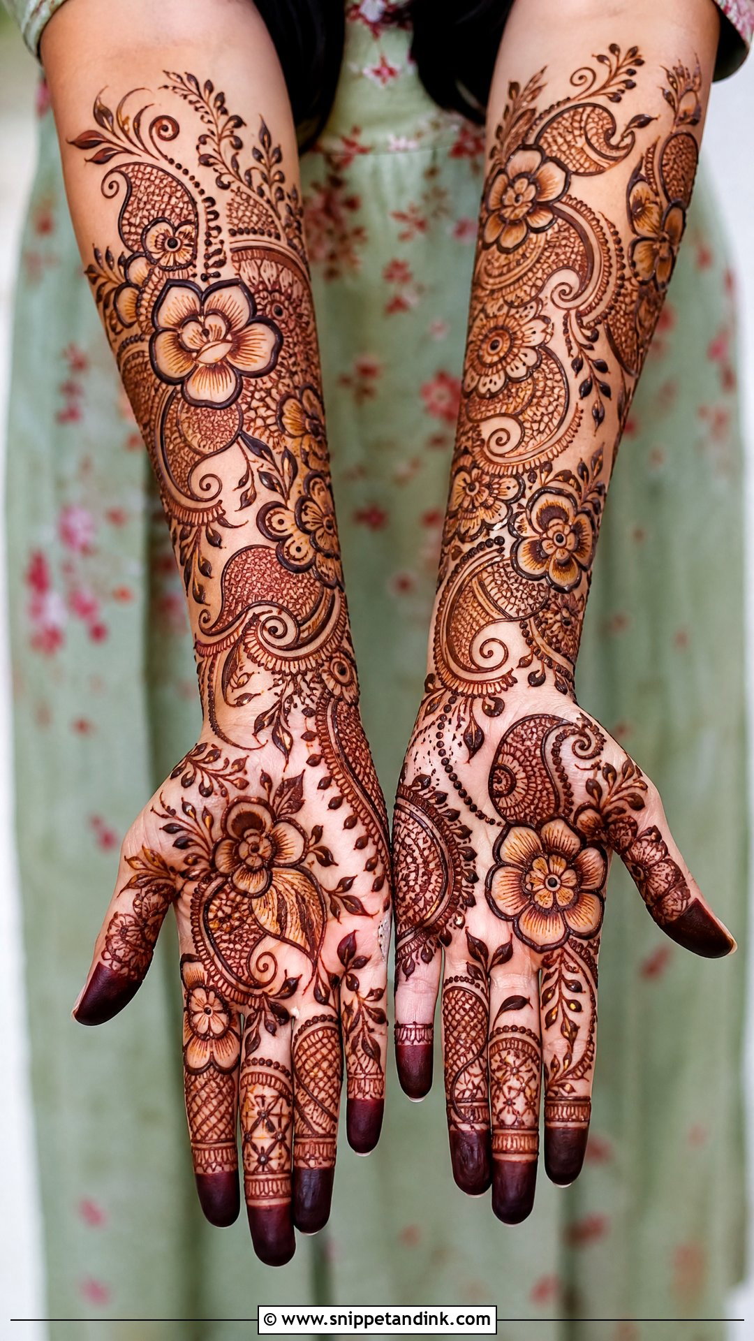 Indo Arabic Bridal Full Hand Mehndi Design - Snippet and Ink - 25 Bridal Full Hand Mehndi Designs