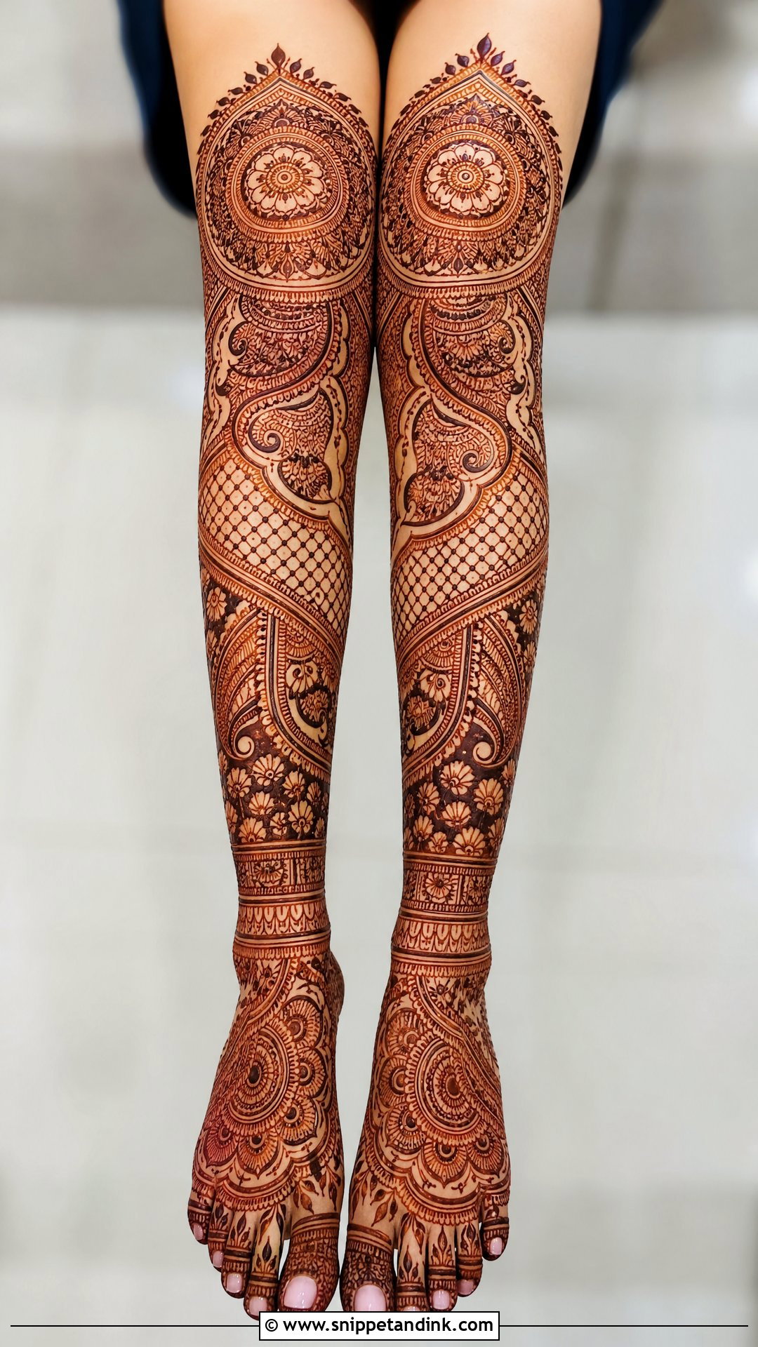 Indo Arabic Bridal Full Leg Mehndi Design - Snippet and Ink - 20 Bridal Full Leg Mehndi Designs