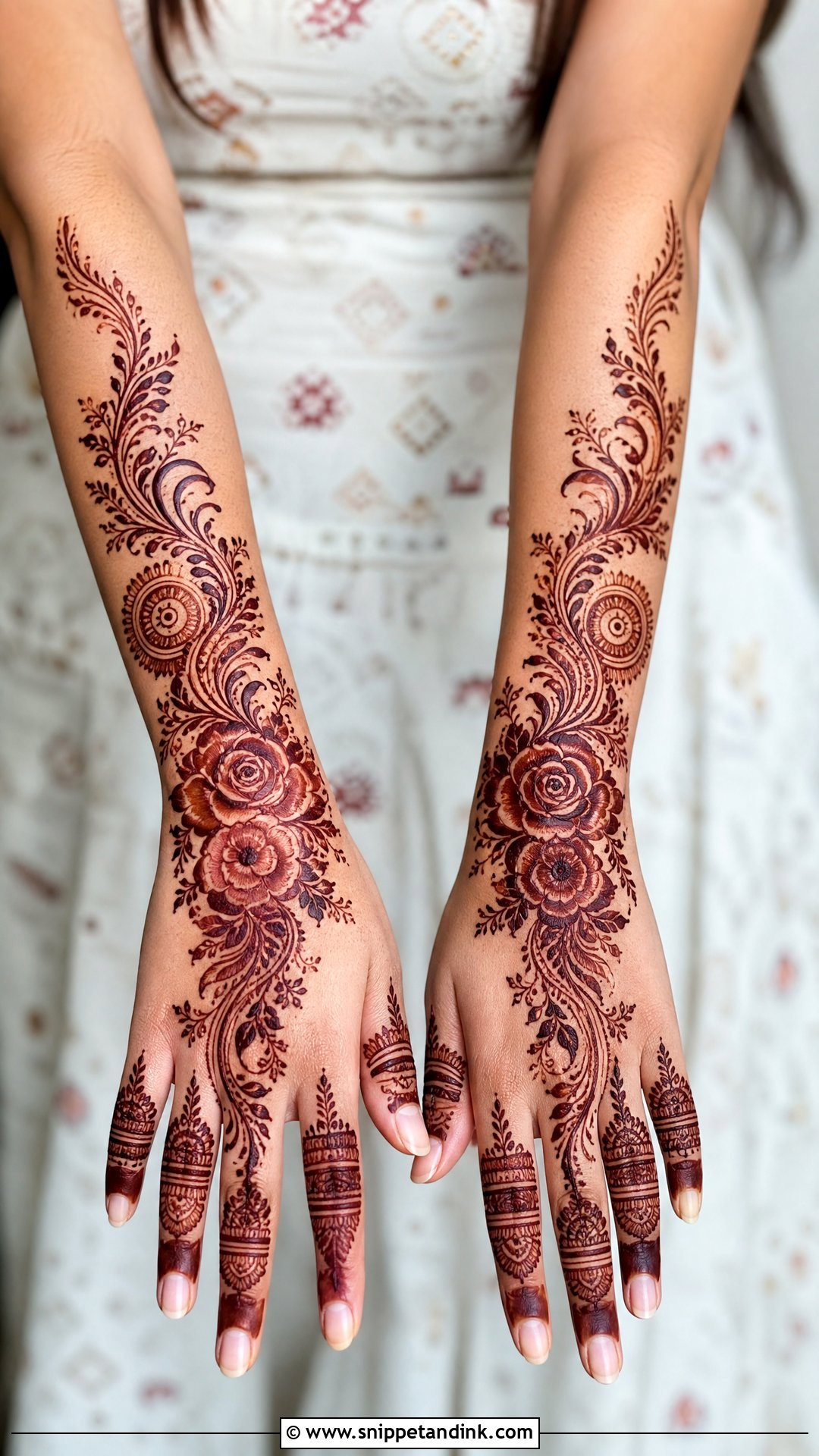 Indo Arabic Bridal Rose Mehndi Design - Snippet and Ink - 20 Bridal Rose Mehndi Designs