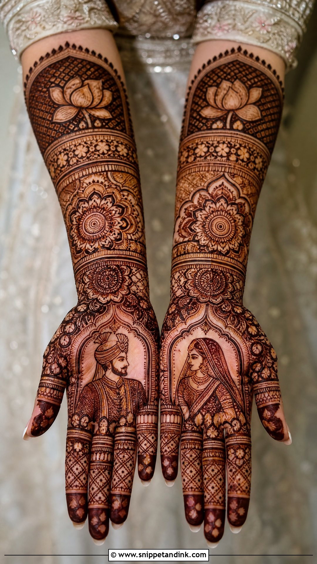 Indo Arabic Bride And Groom Mehndi - Snippet and Ink - 20 Bride and Groom Mehndi Design Ideas