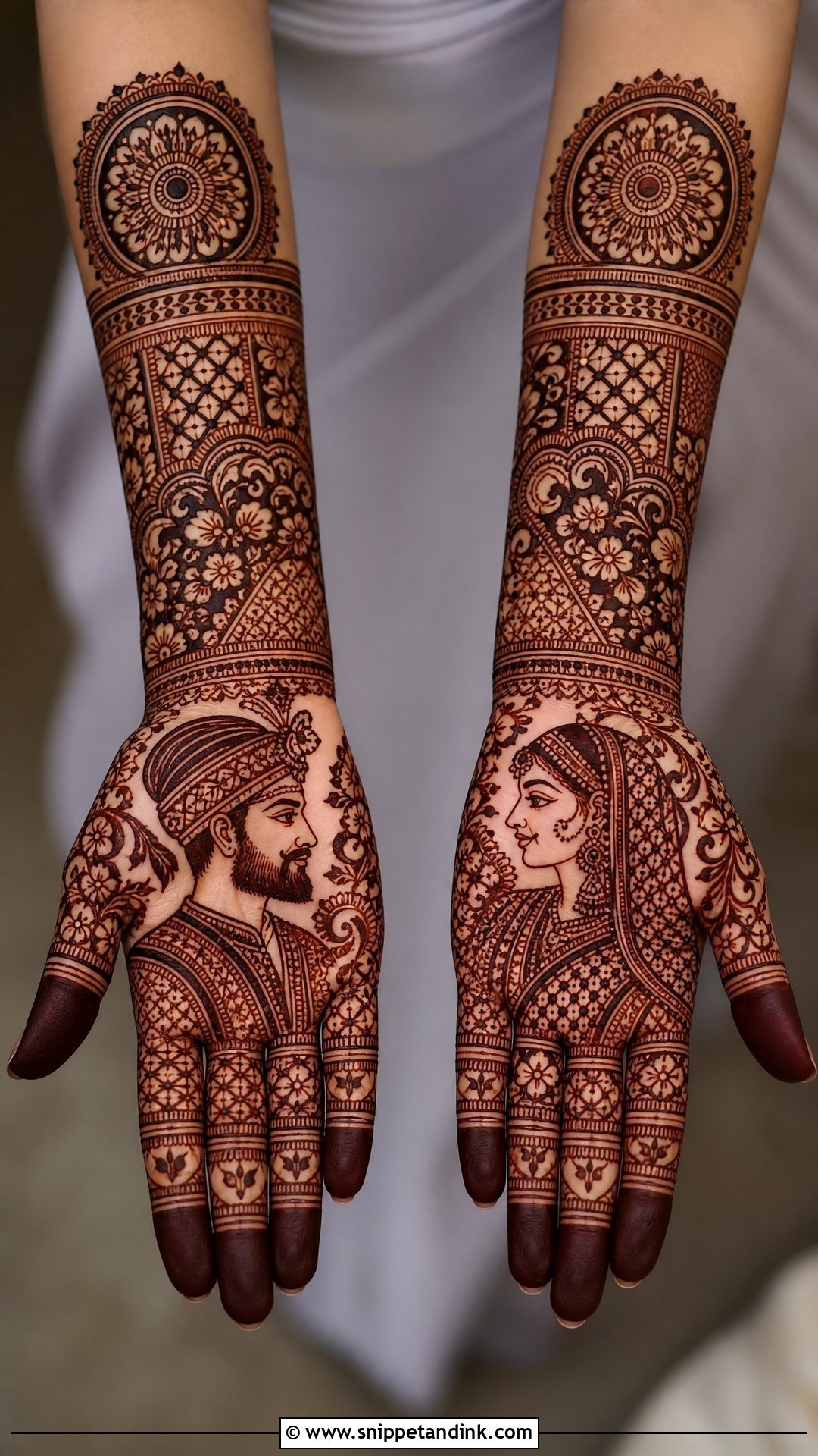 Indo Arabic Bride Groom Mehndi Design - Snippet and Ink - 20 Bride Groom Mehndi Designs