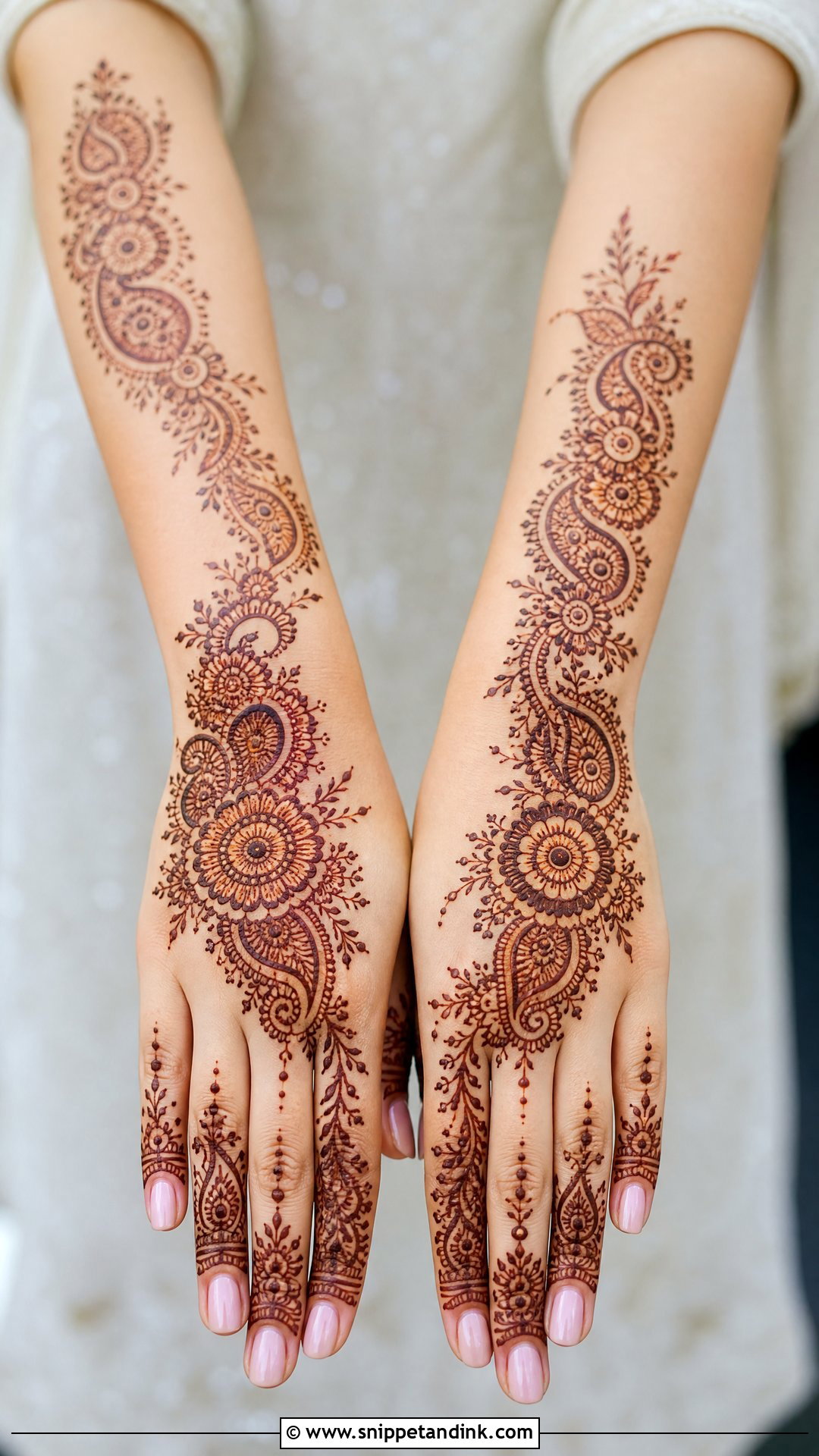 Indo Arabic Engagement Mehndi Design - Snippet and Ink - 20 Simple Engagement Mehndi Ideas