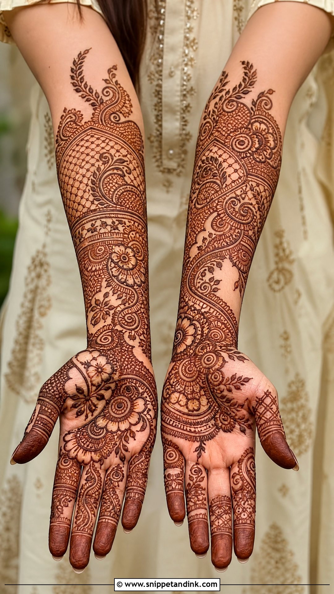 Indo Arabic Engagement Mehndi Design - Snippet and Ink - 20 Unique Engagement Mehndi Designs for Bride