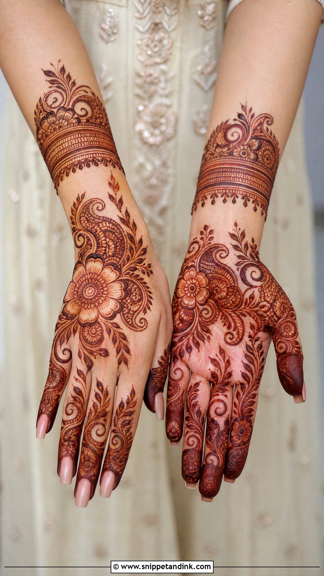 Indo Arabic Engagement Mehndi For Bride - Snippet and Ink - 20 Engagement Mehndi for Bride Ideas
