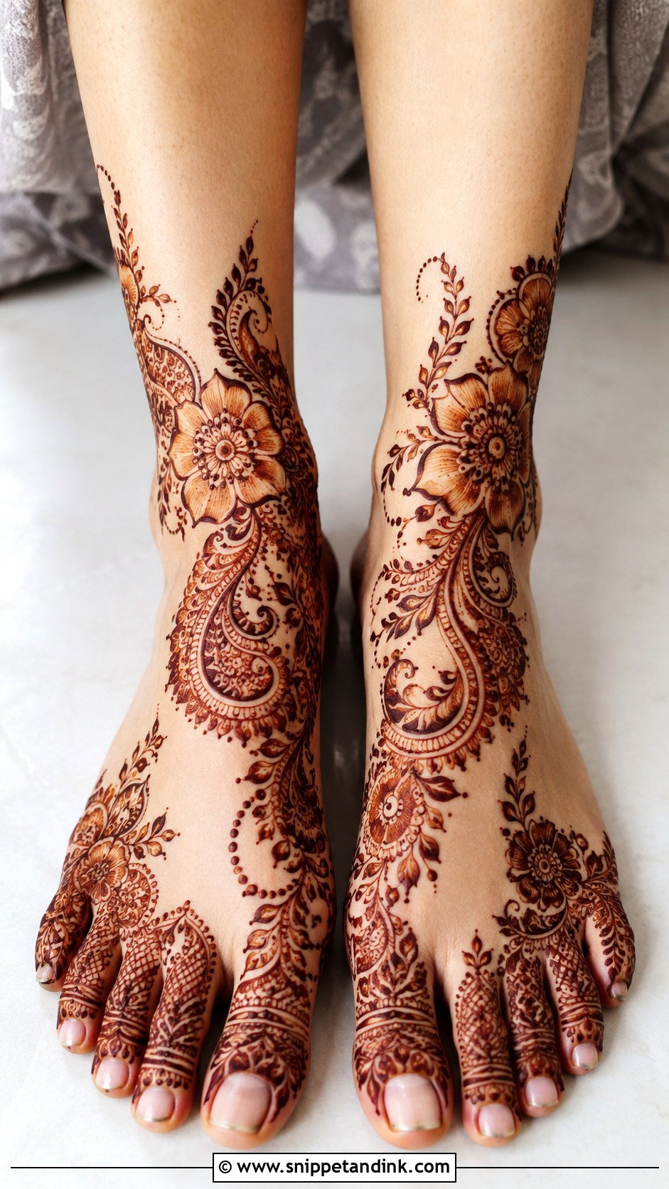 Indo Arabic Feet Mehndi Design - Snippet and Ink - 35 Feet Mehndi Designs