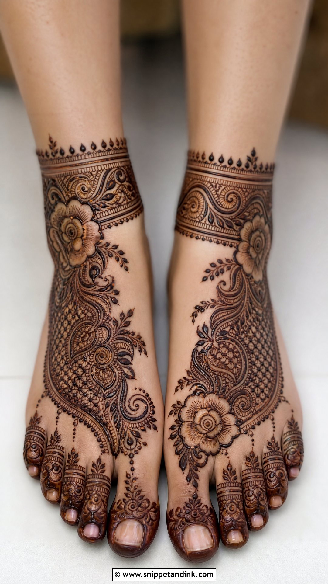 Indo Arabic Feet Mehndi Design - Snippet and Ink - 30 Unique Feet Mehndi Designs