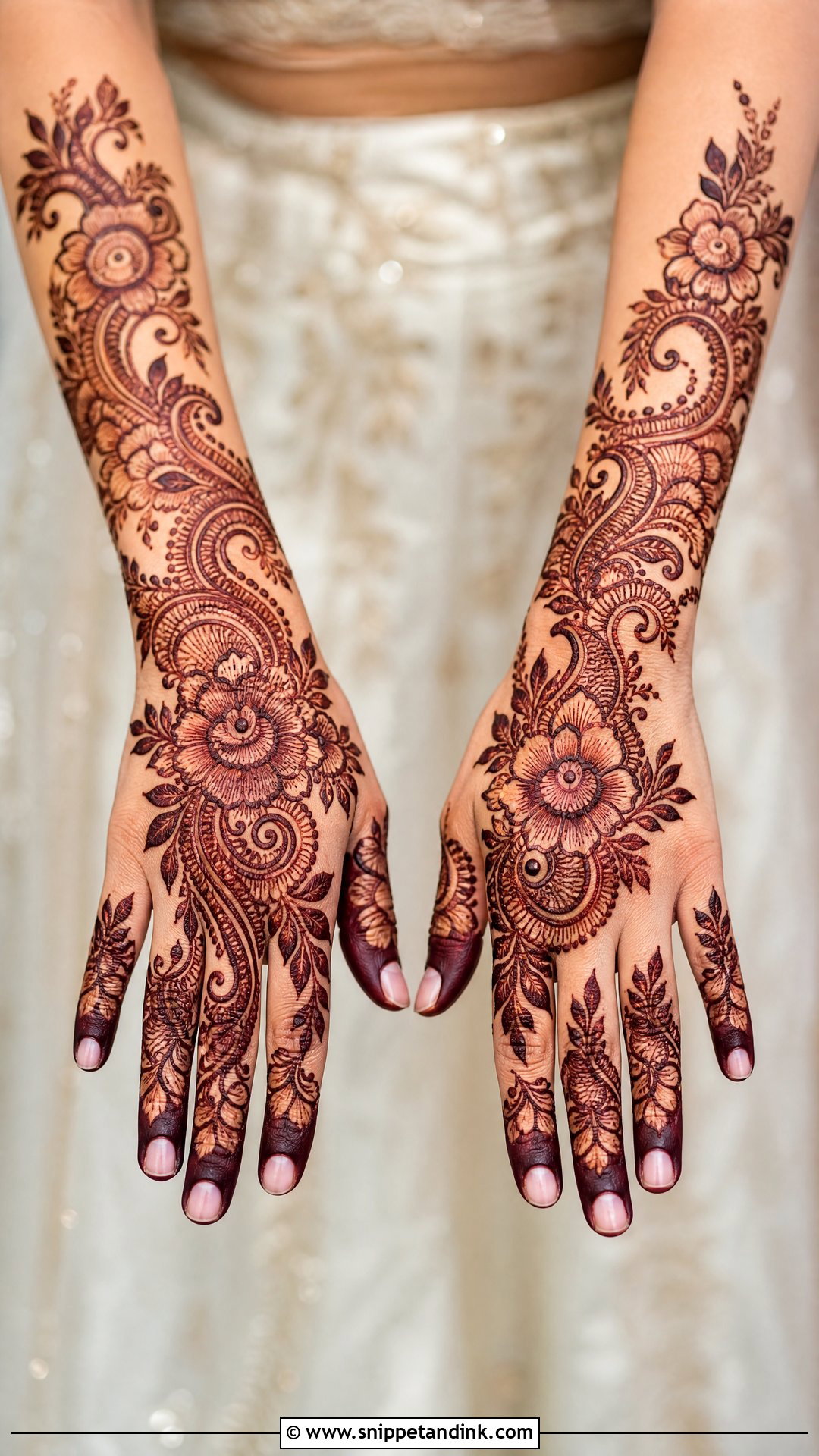 Indo Arabic Floral Bridal Mehndi Design - Snippet and Ink - 20 Floral Bridal Mehndi Designs