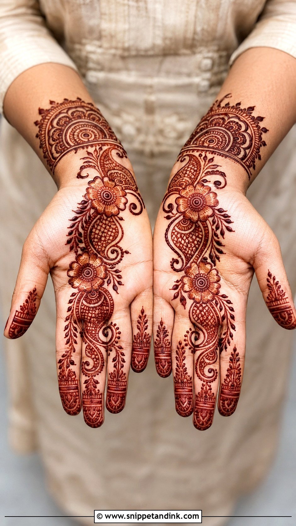 Indo Arabic Flower Mehndi Design - Snippet and Ink - 35 Flower Mehndi Designs