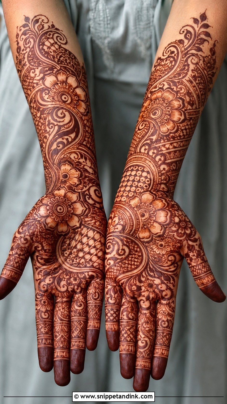 Indo Arabic Front Hand Mehndi Design - Snippet and Ink - 35 Arabic Front Hand Mehndi Designs