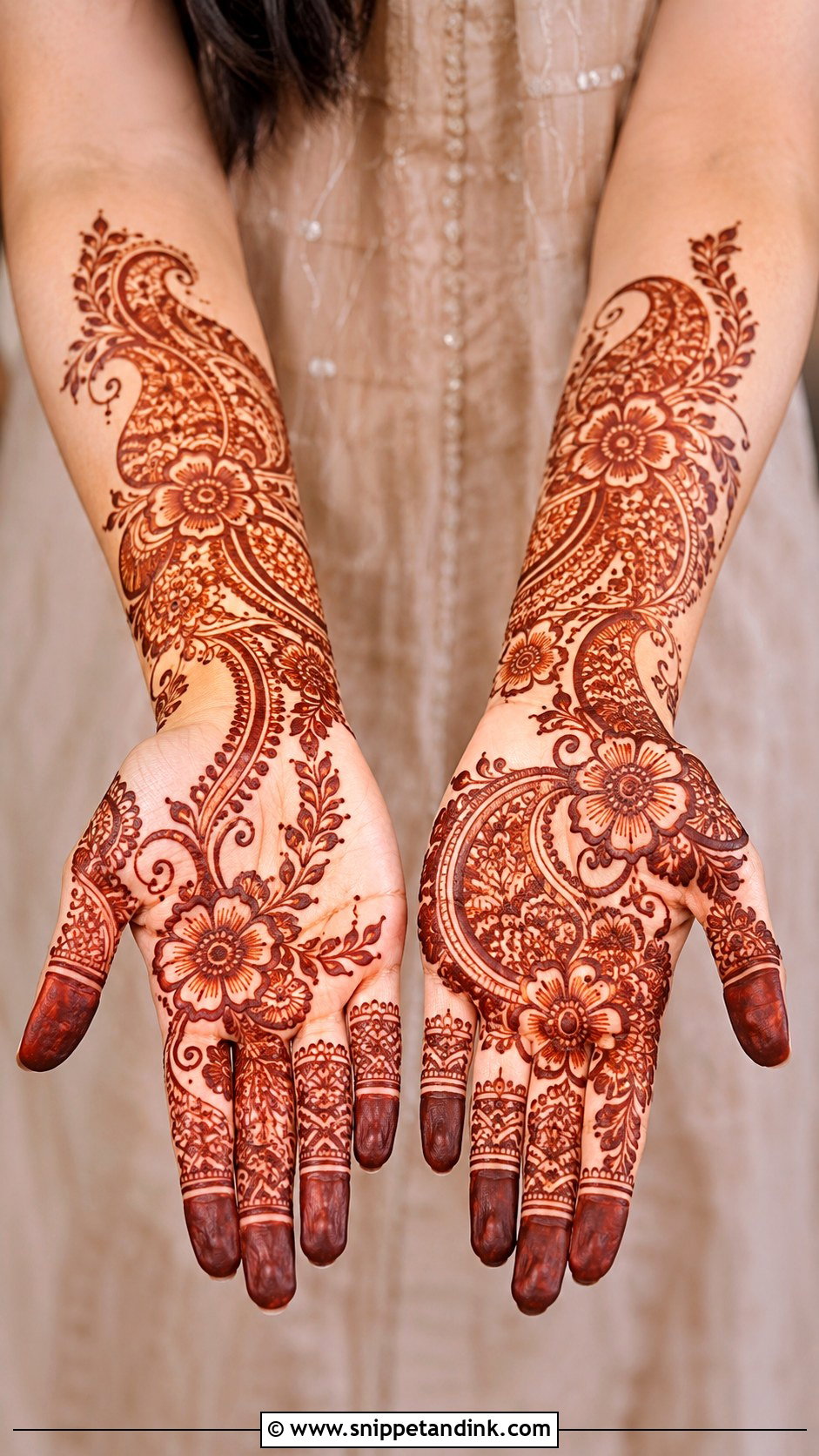 Indo Arabic Front Hand Mehndi Design - Snippet and Ink - 35 Front Mehndi Designs