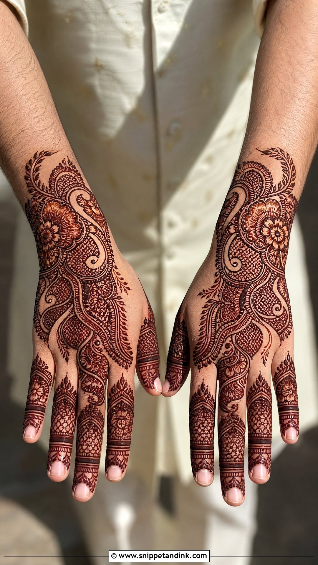 Indo Arabic Groom Mehndi Design - Snippet and Ink - 25 Mehndi Design for Groom Hand Ideas