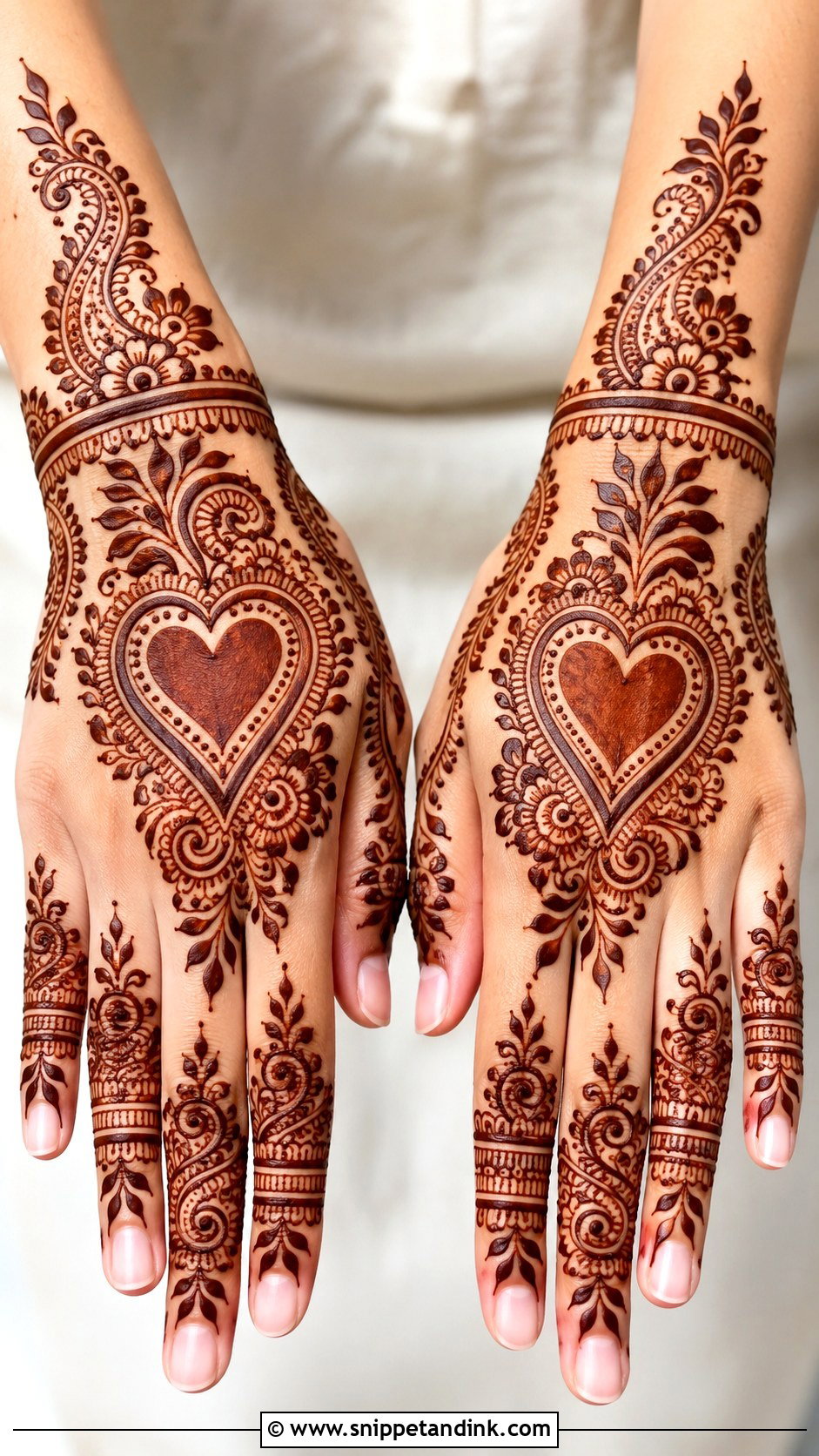 Indo Arabic Heart Mehndi Design - Snippet and Ink - 30 Heart Mehndi Designs