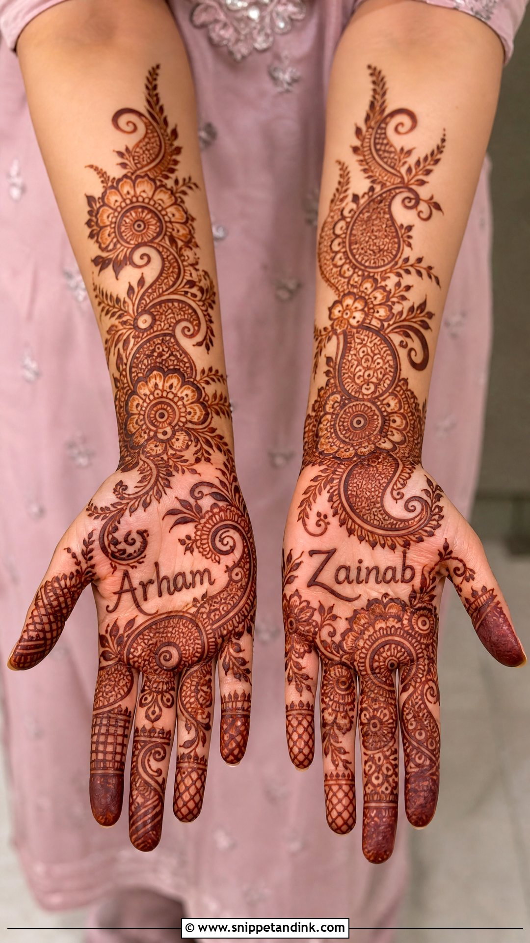 Indo Arabic Name Mehndi Design - Snippet and Ink - 20 Bridal Name Mehndi Designs