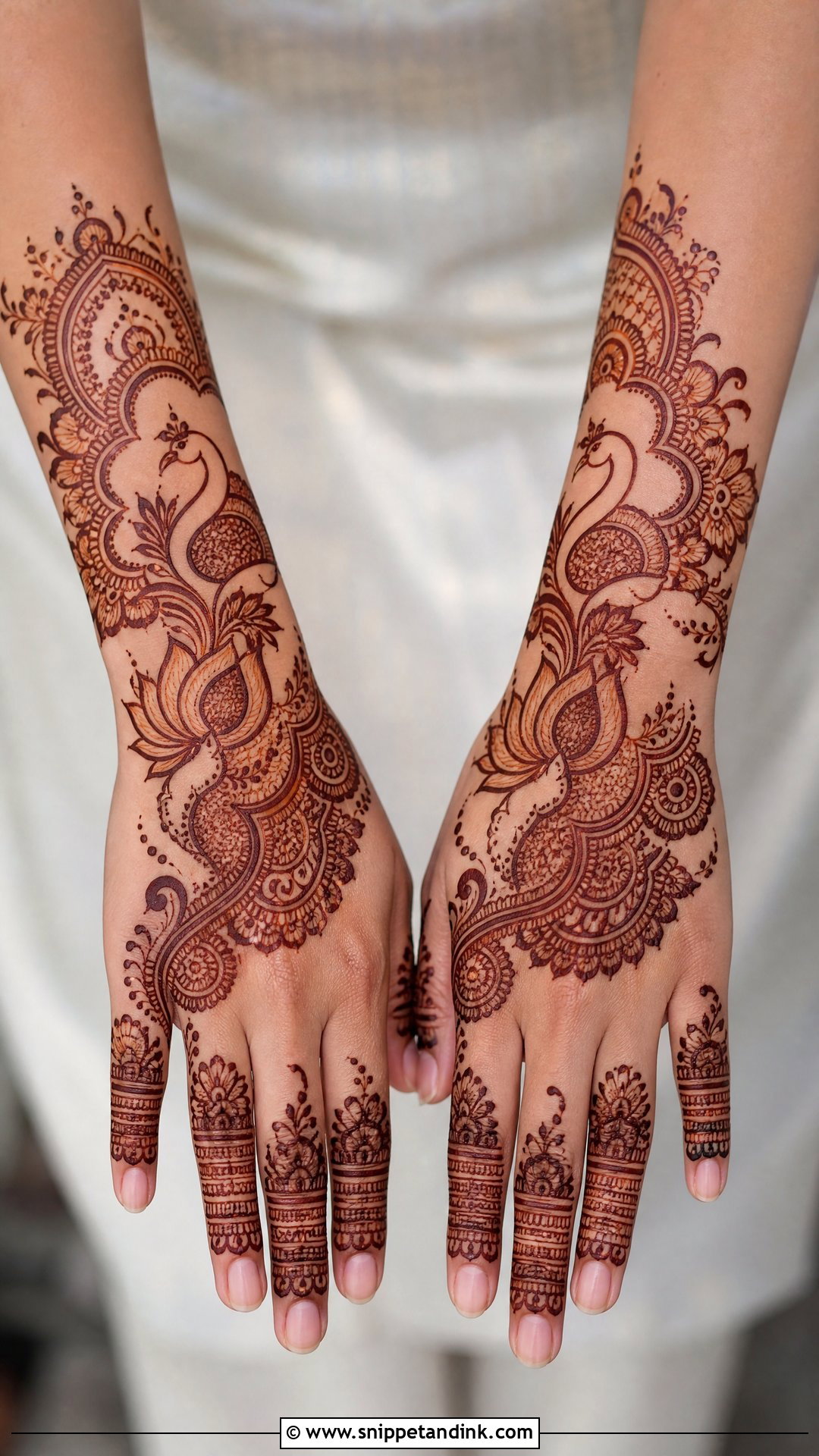 Indo Arabic Swan Mehndi Design - Snippet and Ink - 30 Swan Mehndi Designs