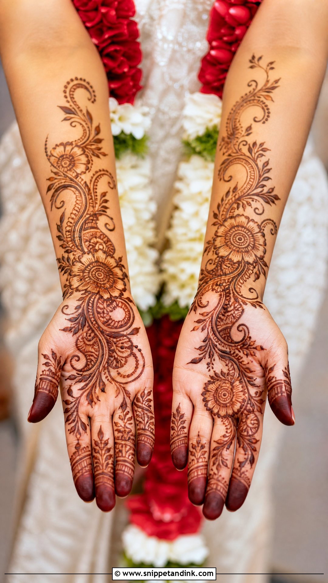 Indo Arabic Varmala Mehndi Design - Snippet and Ink - 20 Varmala Mehndi Design Ideas
