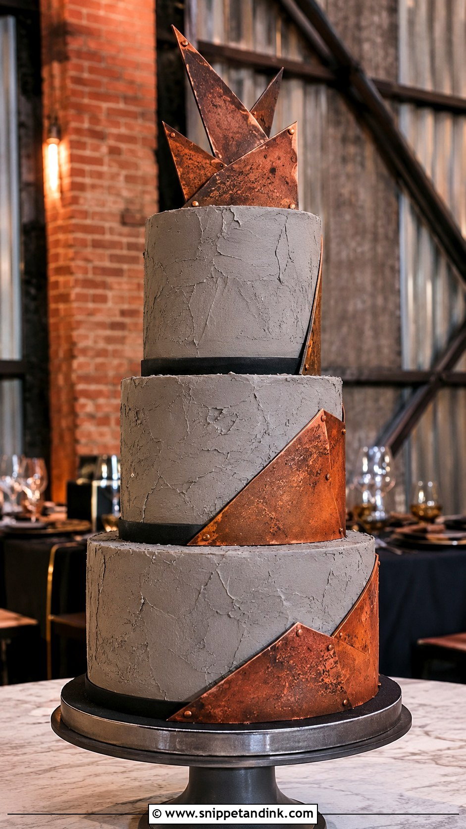 Industrial Wedding Cake - Snippet and Ink - 30 Masculine Wedding Cake Ideas