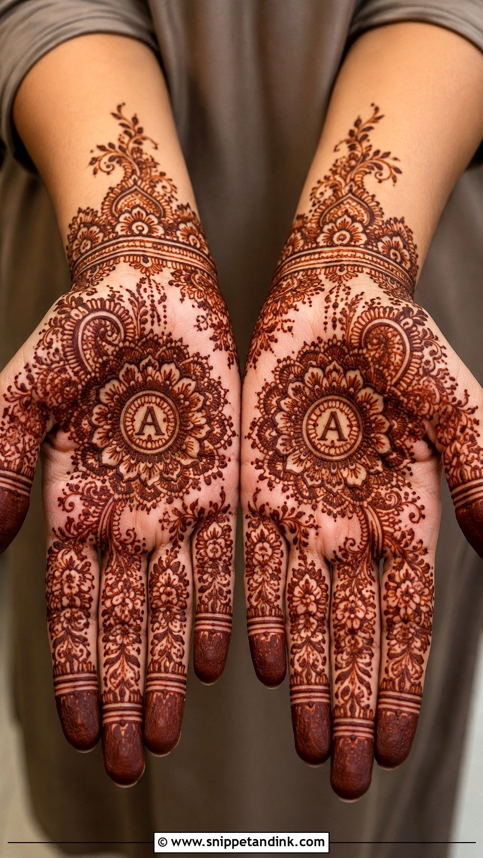Initial Palm Mehndi Design - Snippet and Ink - 35 Unique Palm Mehndi Design Ideas