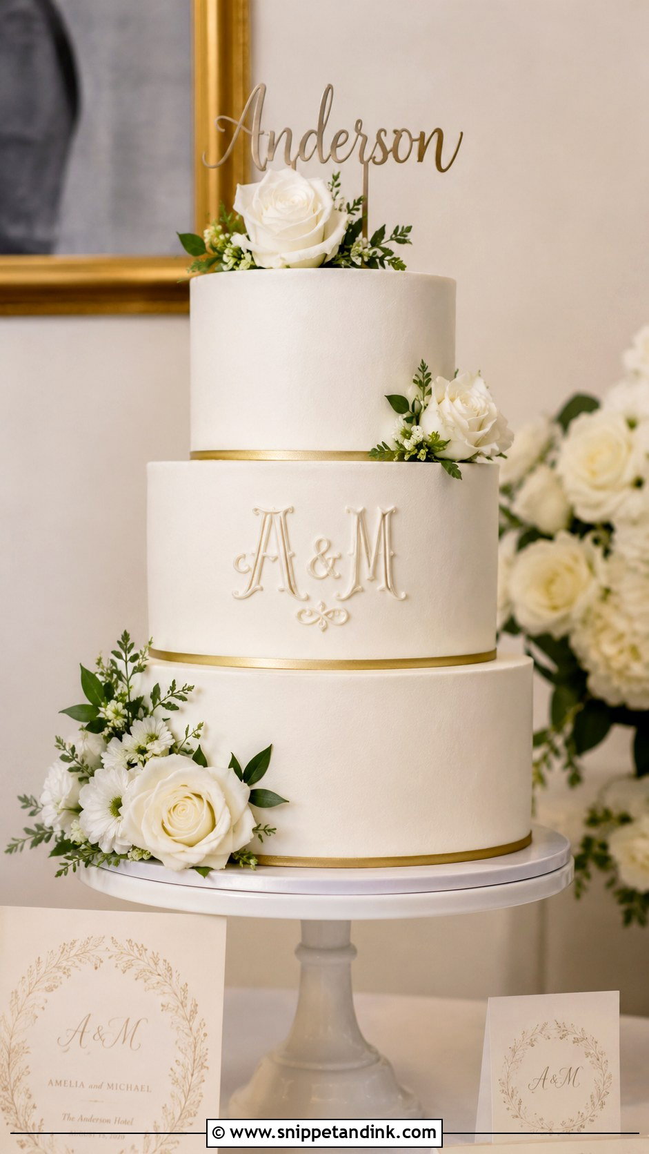 Initials And Last Name Cake - Snippet and Ink - 25 Initials on Wedding Cake Ideas