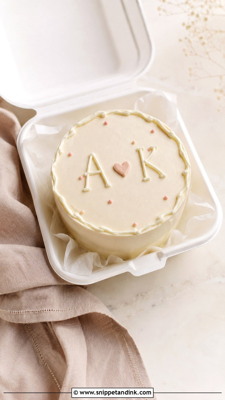Initials Anniversary Bento Cake - Snippet and Ink - 20 Anniversary Bento Cake Ideas
