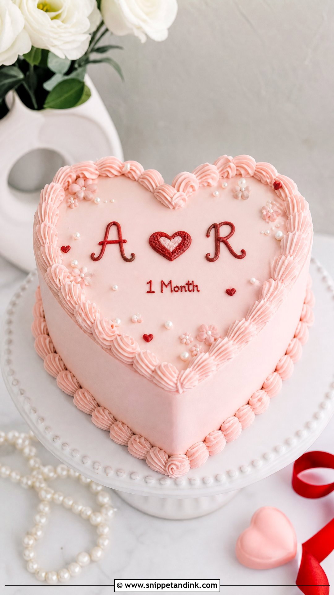 Initials Anniversary Cake - Snippet and Ink - 25 1 Month Anniversary Cake Ideas