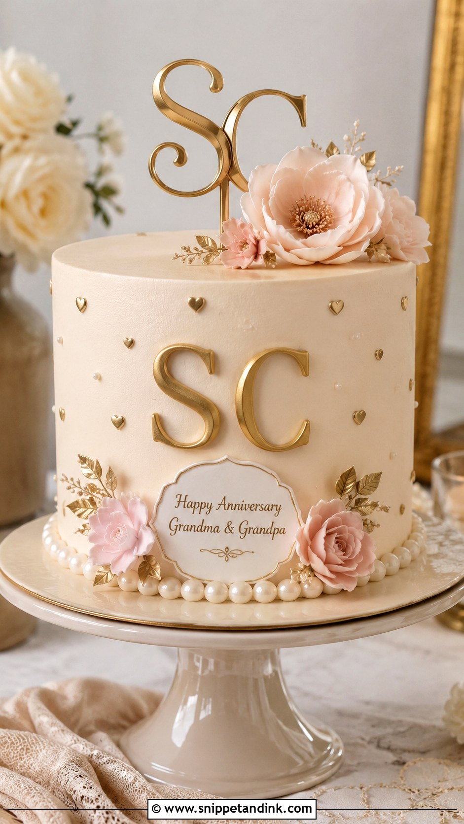 Initials Anniversary Cake - Snippet and Ink - 20 Anniversary Cake for Grandparents