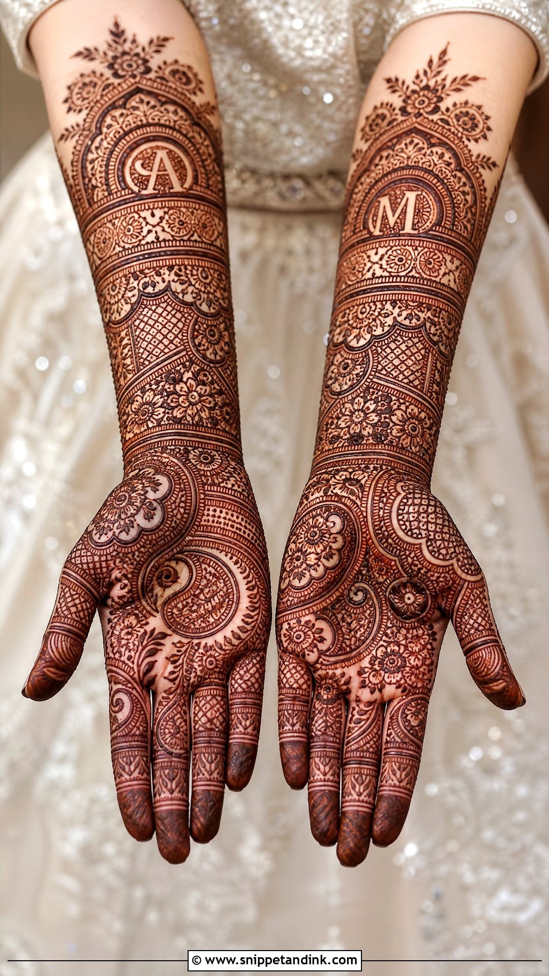 Initials Bridal Mehndi Design - Snippet and Ink - 30 Unique Bridal Mehndi Designs 2025