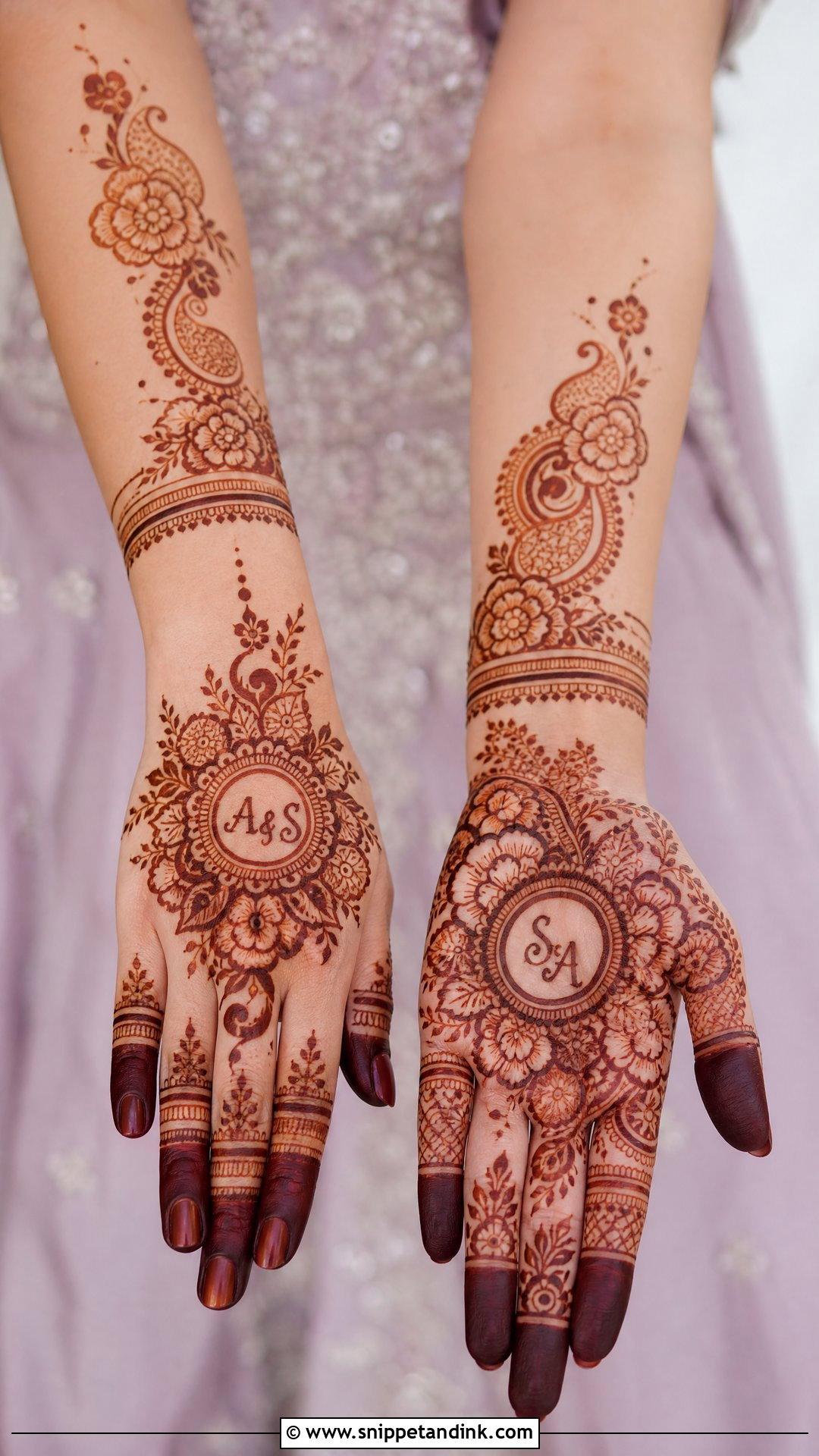 Initials Bridal Mehndi Design For Engagement - Snippet and Ink - 20 Bridal Mehndi Designs for Engagement