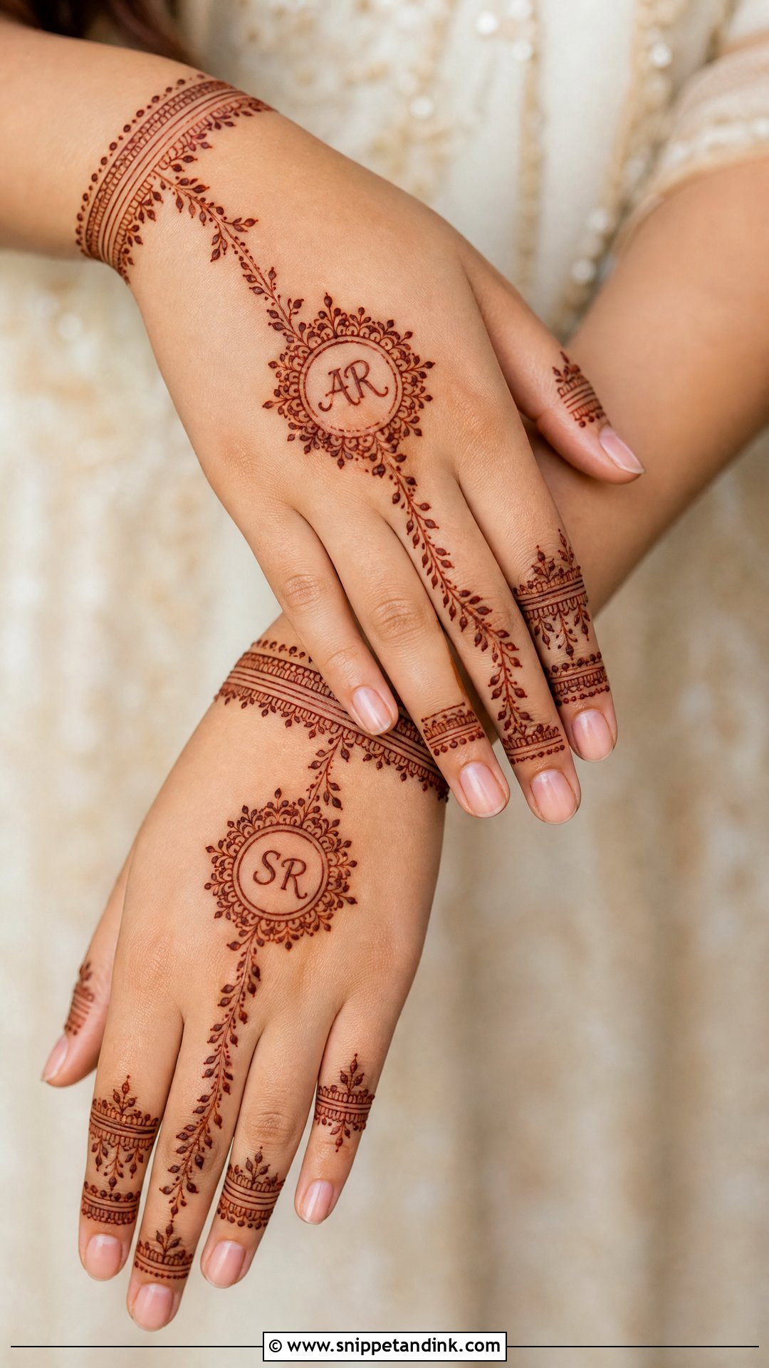 Initials Bridal Mehndi Design - Snippet and Ink - 20 Bridal Name Mehndi Designs