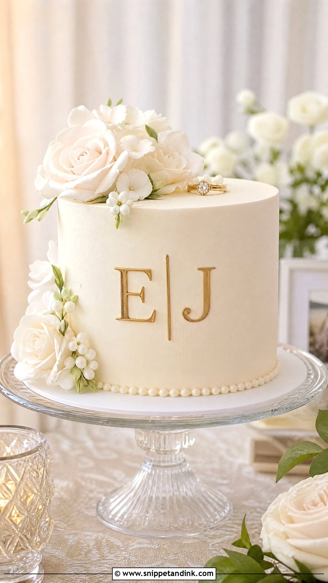 Initials Engagement Cake - Snippet and Ink - 30 Engagement Cake Designs