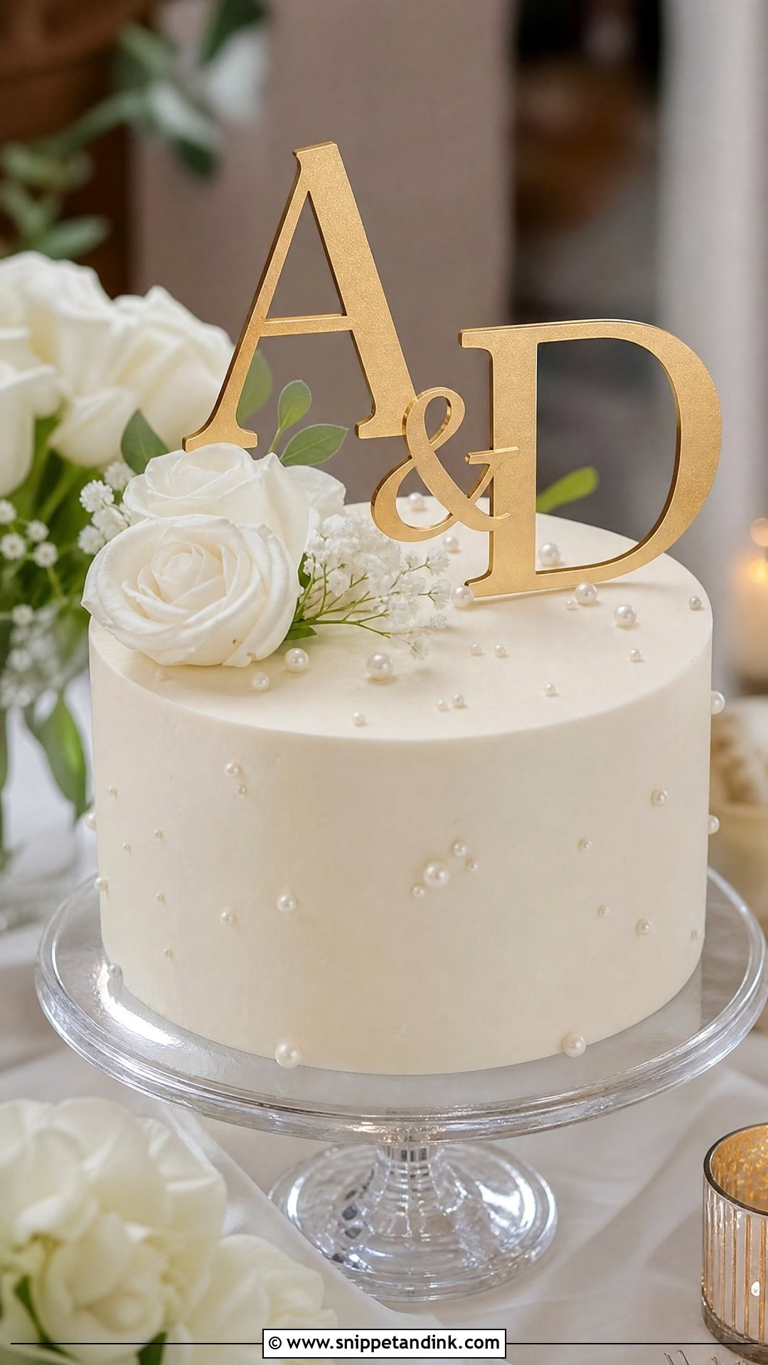 Initials Engagement Cake - Snippet and Ink - 20 Simple Engagement Cake Designs