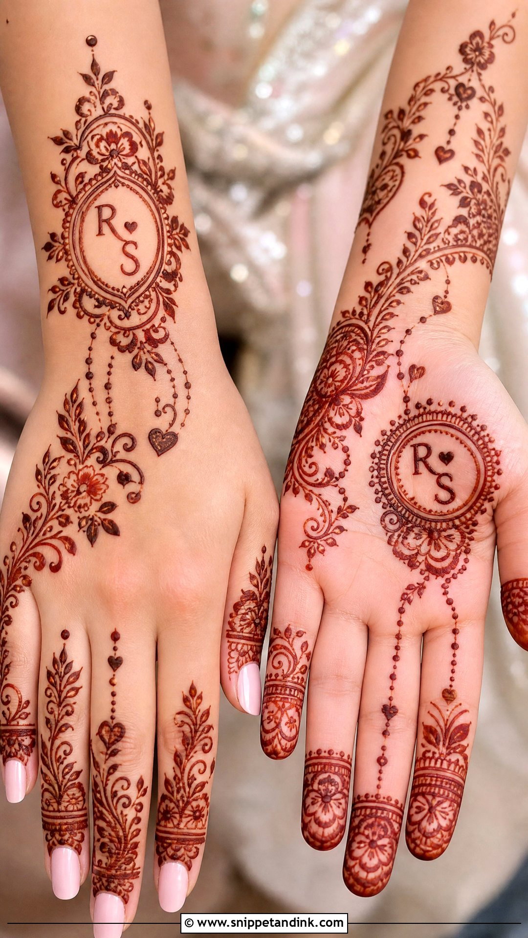 Initials Engagement Mehndi Design - Snippet and Ink - 20 Unique Engagement Mehndi Designs for Bride