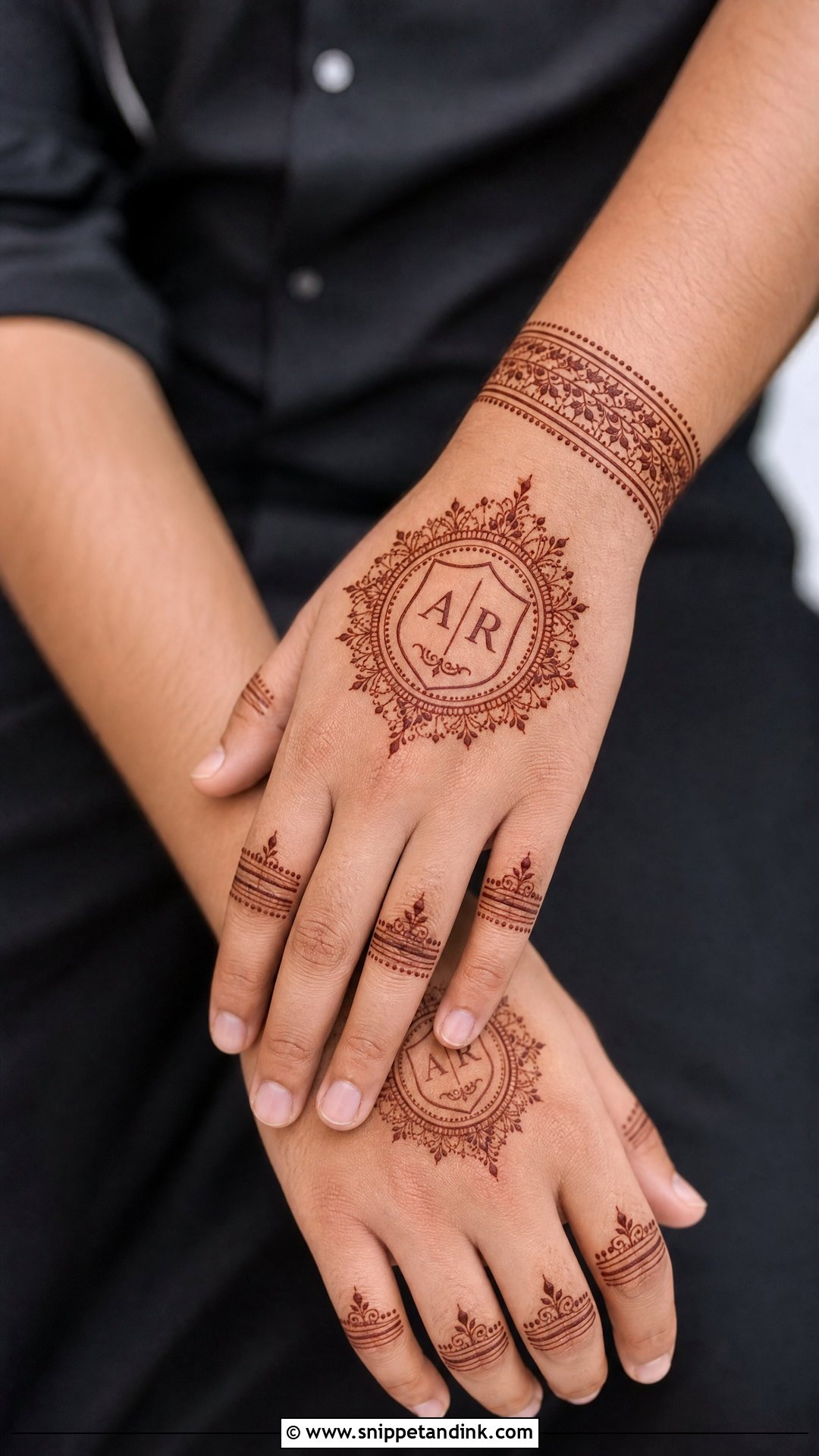 Initials Groom Mehndi Design - Snippet and Ink - 30 Mehndi Designs for Groom for Men