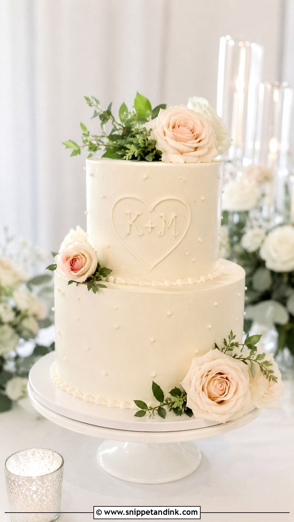 Initials Inside Heart Wedding Cake - Snippet and Ink - 25 Initials on Wedding Cake Ideas