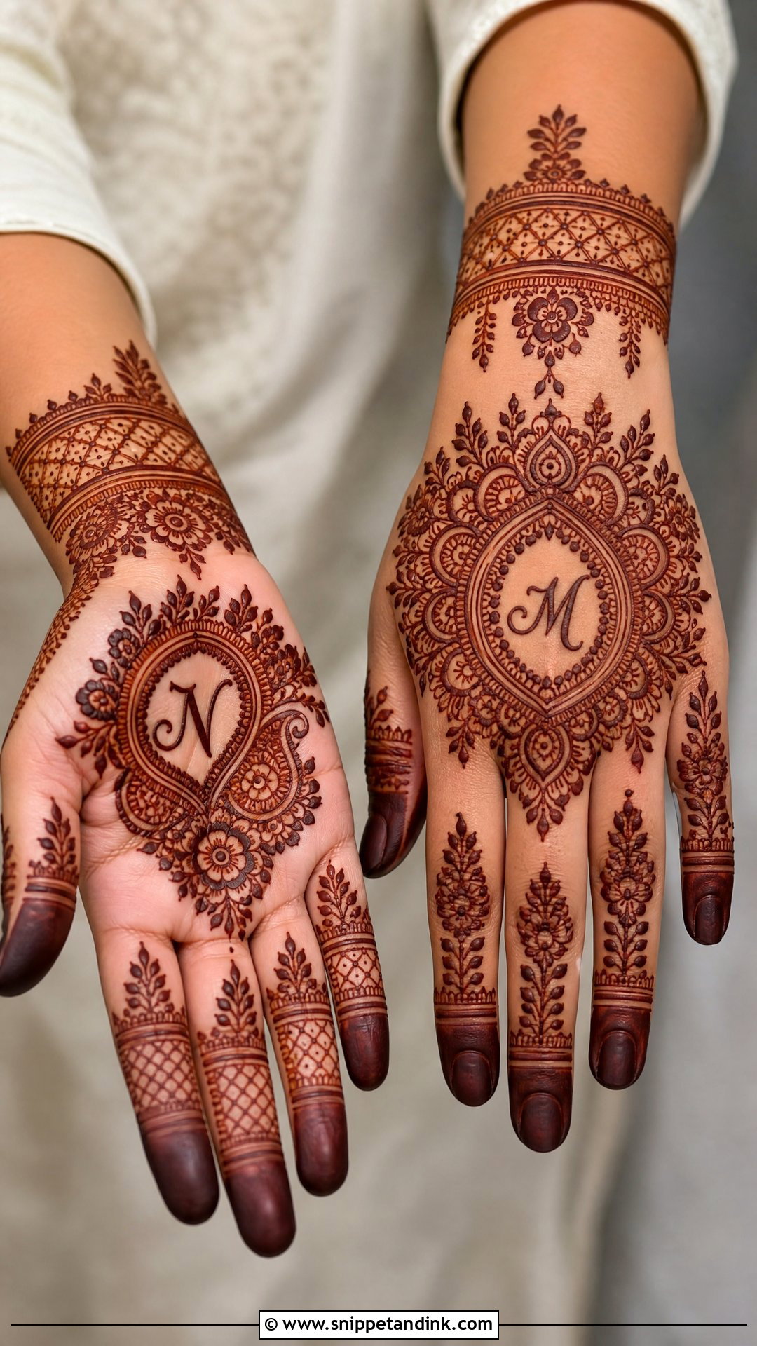 Initials Nikkah Mehndi Design - Snippet and Ink - 30 Nikkah Mehndi Designs