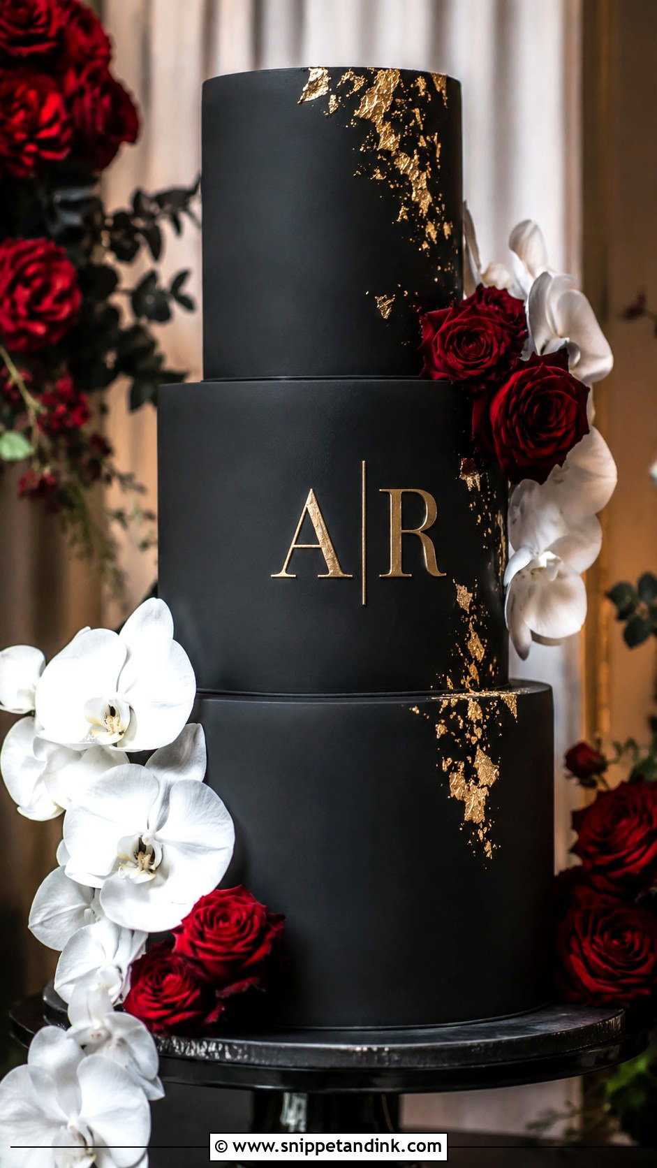 Initials On Black Wedding Cake - Snippet and Ink - 25 Initials on Wedding Cake Ideas