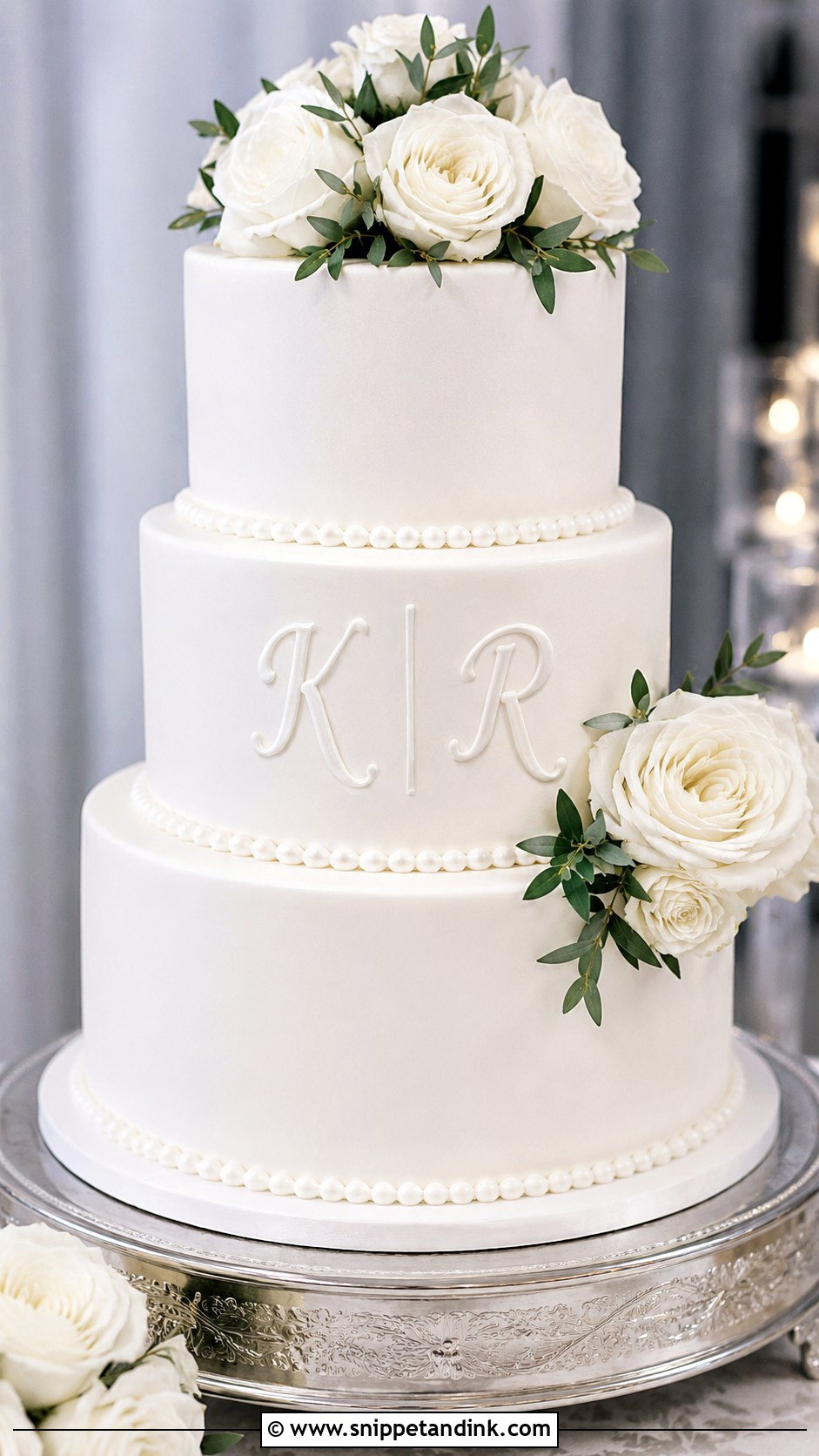 Initials On White Wedding Cake - Snippet and Ink - 25 Initials on Wedding Cake Ideas