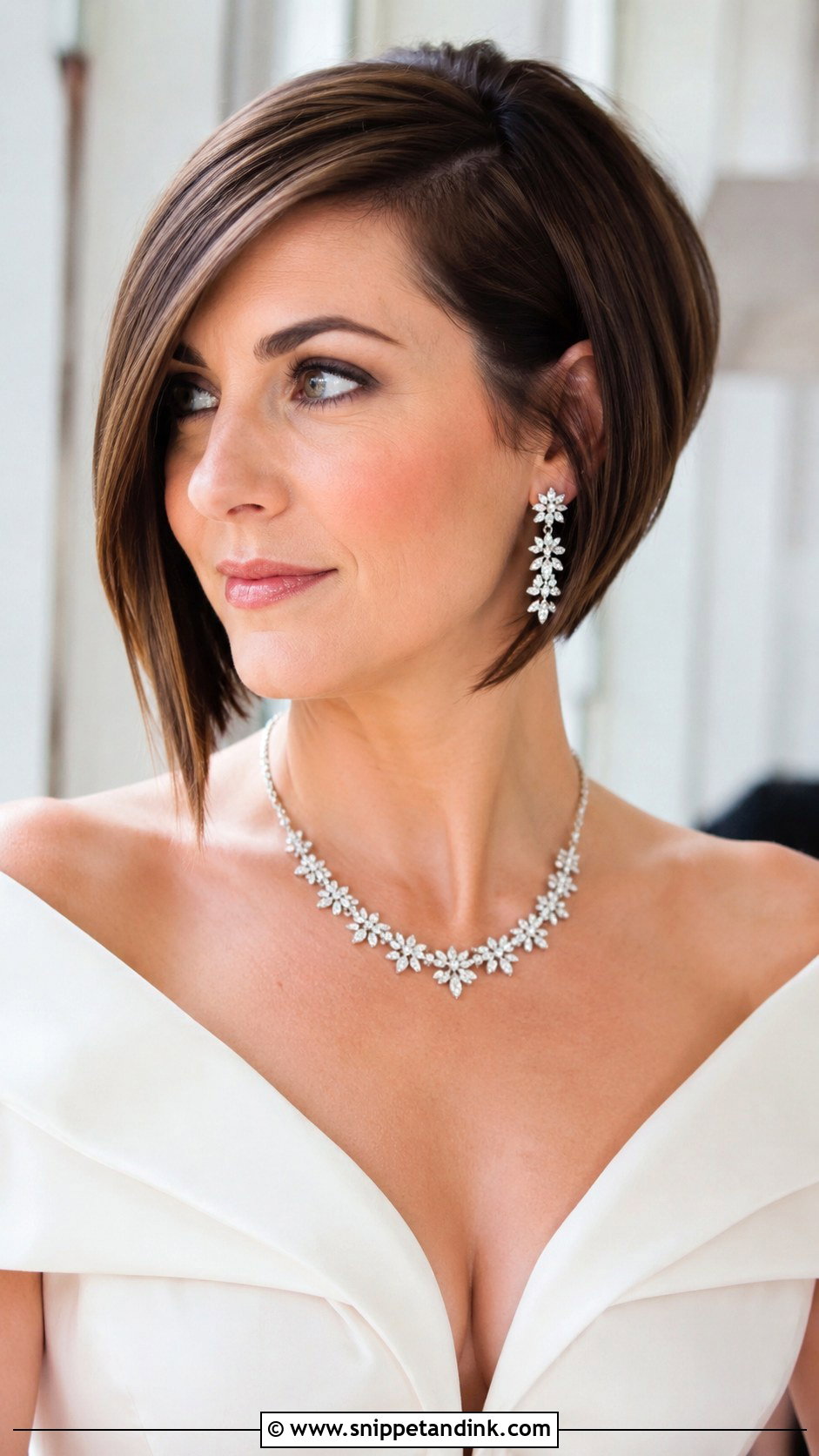 Inverted Bob With Deep Side Sweep - Snippet and Ink - 30 Bob Wedding Hairstyles