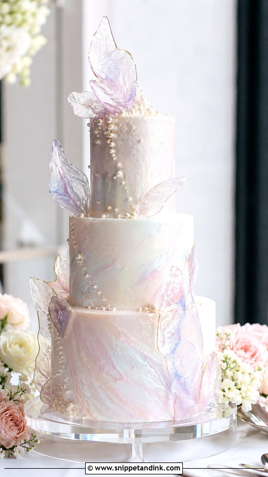 Iridescent Shimmer Wedding Cake - Snippet and Ink - 20 Shimmer Wedding Cake Ideas