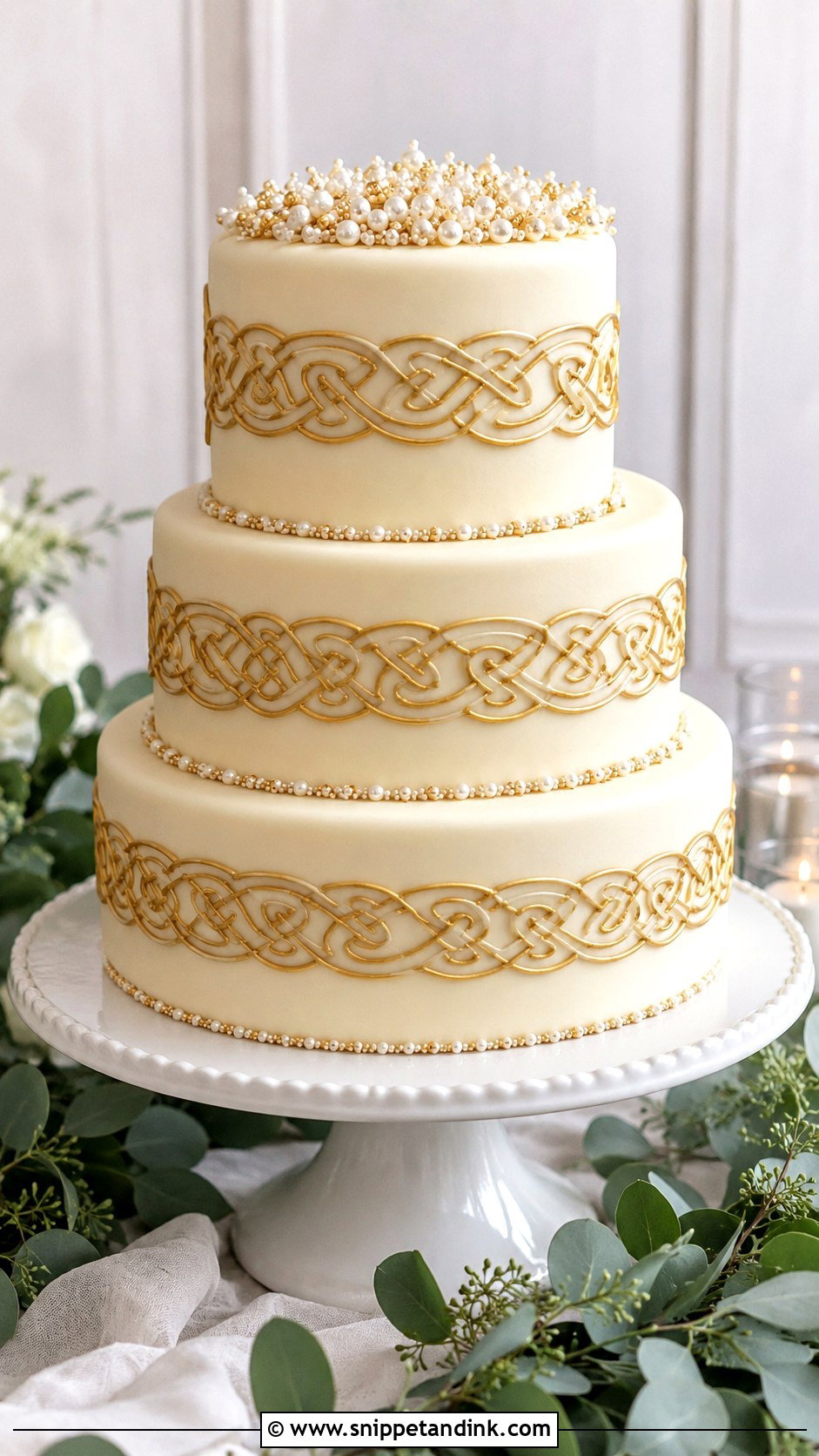 Irish Wedding Cake With Celtic Knots - Snippet and Ink - 20 Irish Wedding Cake Ideas