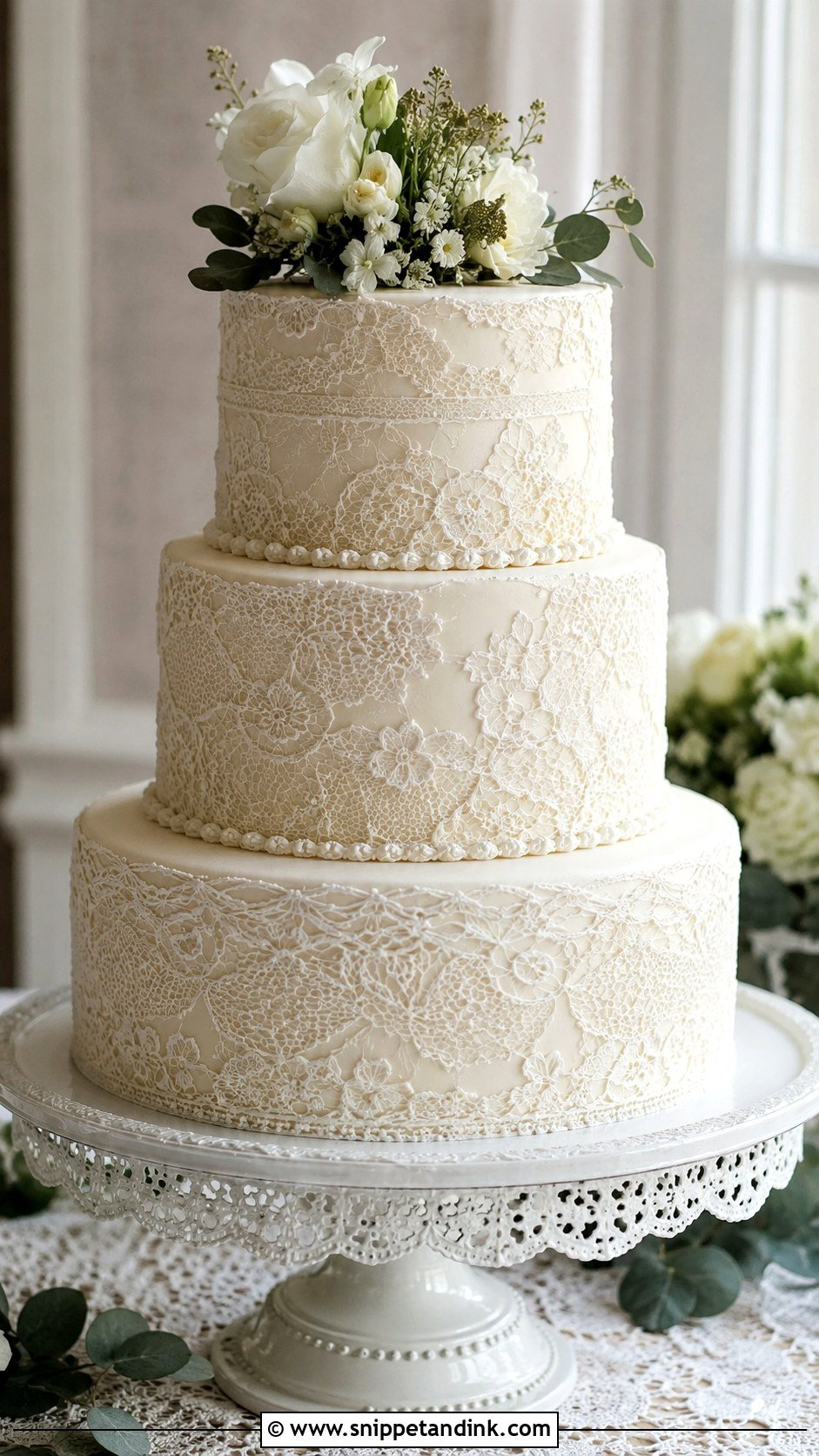 Irish Wedding Cake With Irish Lace - Snippet and Ink - 20 Irish Wedding Cake Ideas