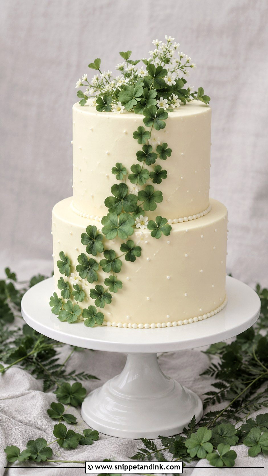 Irish Wedding Cake With Shamrocks - Snippet and Ink - 20 Irish Wedding Cake Ideas