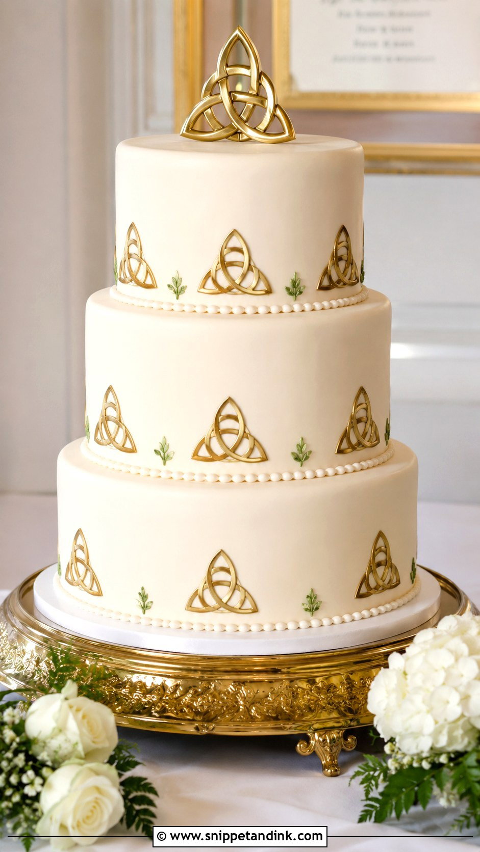 Irish Wedding Cake With Simple Irish Detail - Snippet and Ink - 20 Irish Wedding Cake Ideas