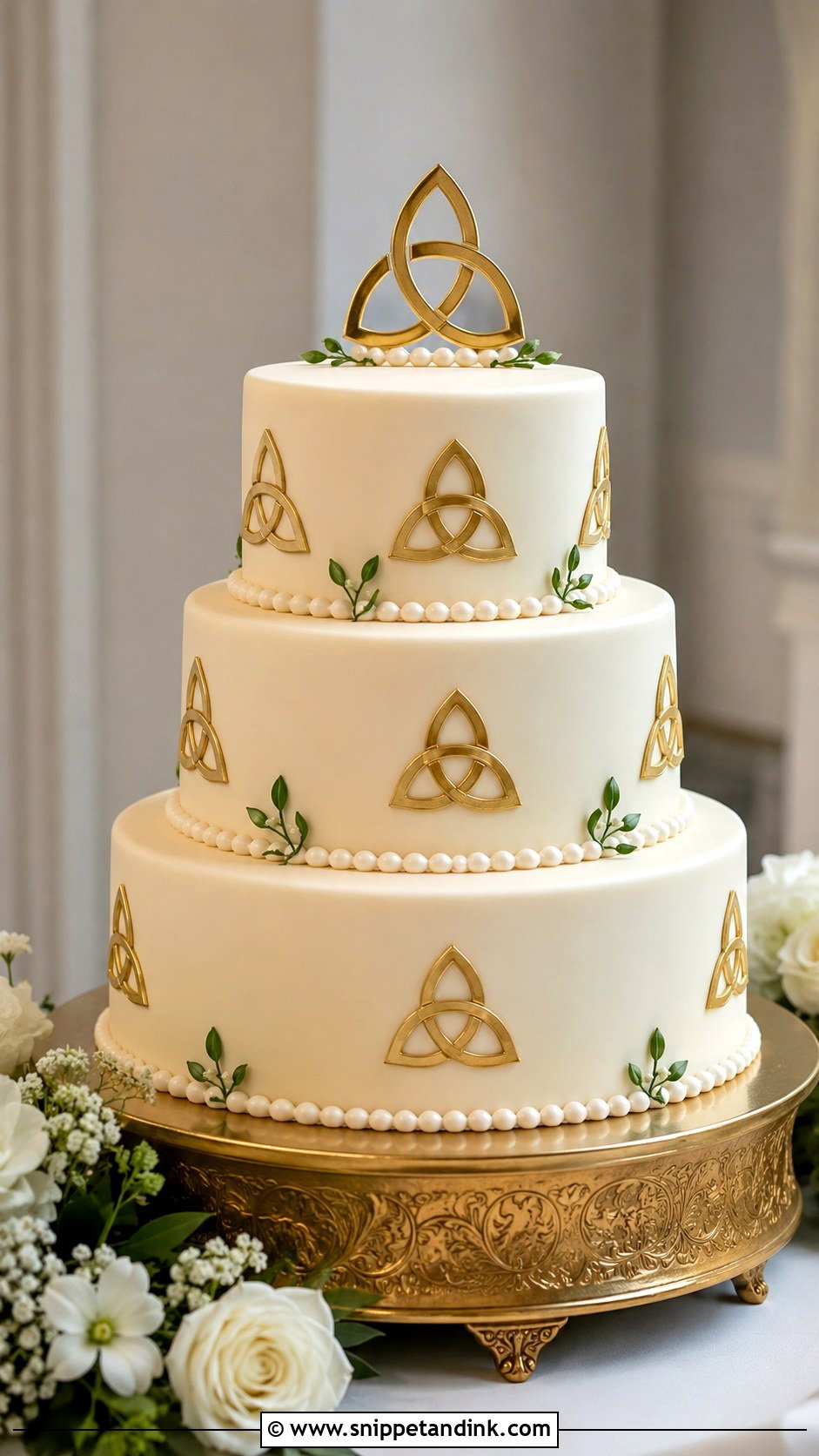 Irish Wedding Cake With Trinity Knot - Snippet and Ink - 20 Irish Wedding Cake Ideas