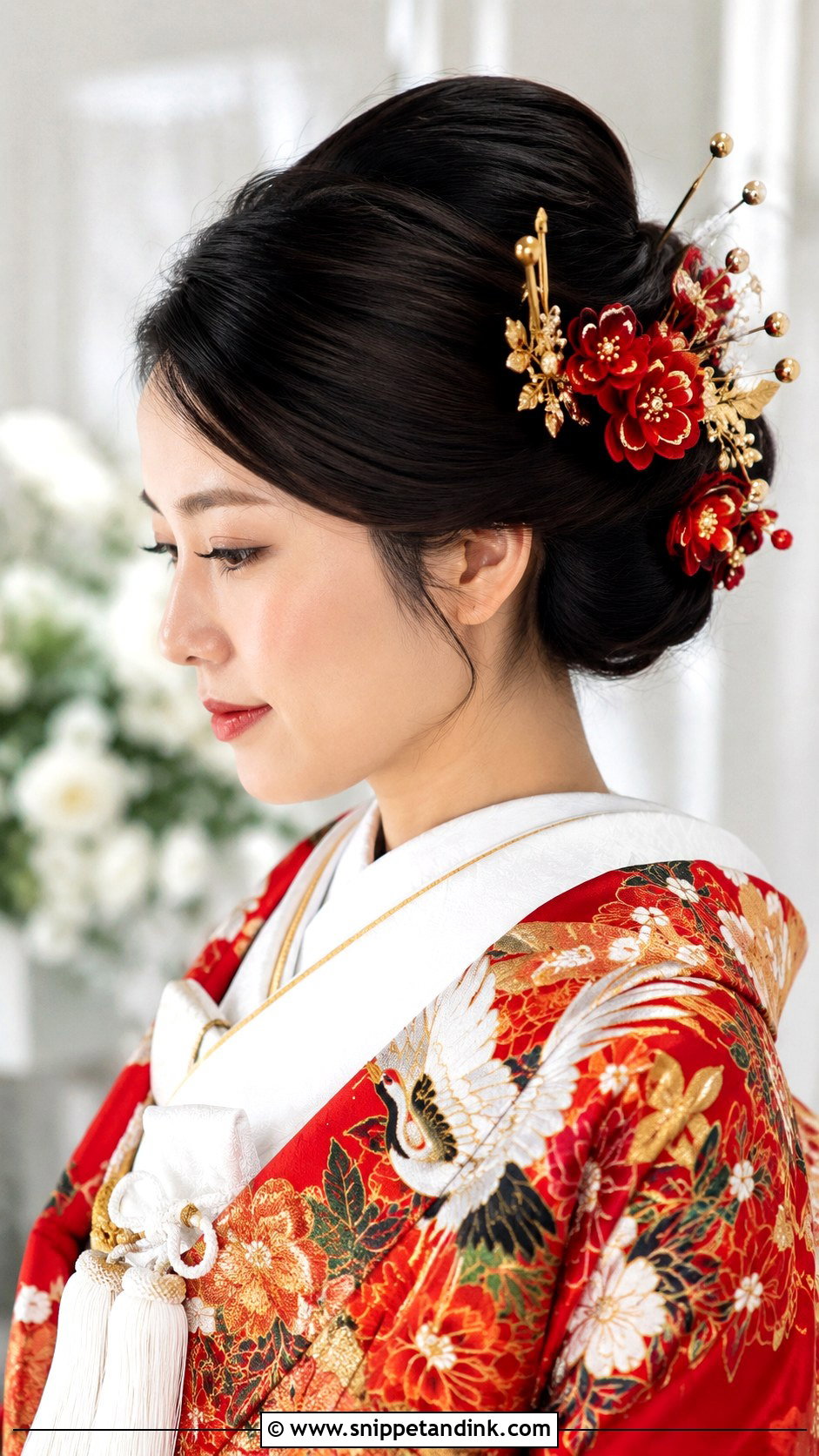 Iro Uchikake Wedding Updo - Snippet and Ink - 15 Japanese Wedding Hair Ideas